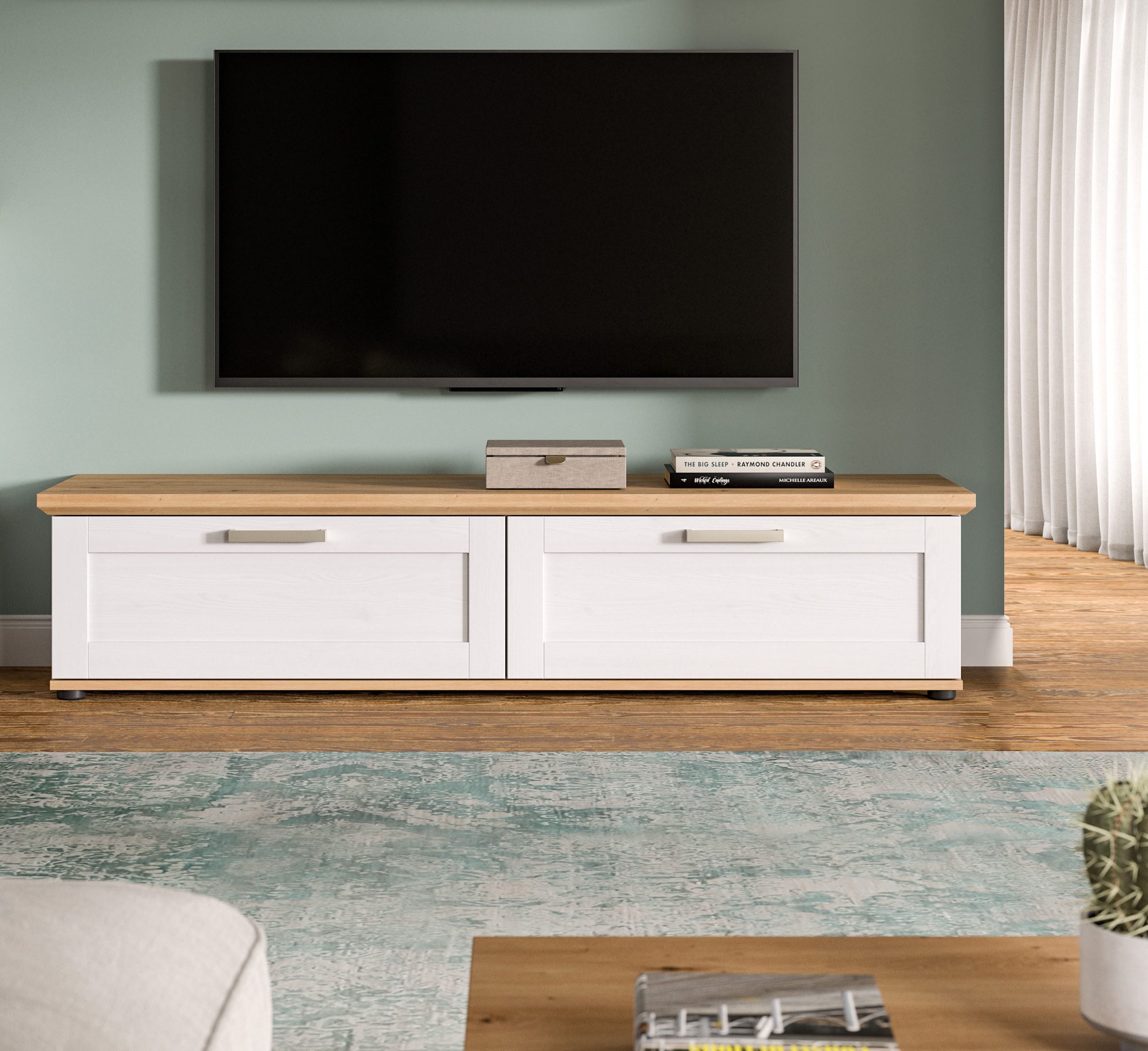 Home affaire Lowboard Cosenza, Cosenza Lowboard 164 cm, 2 Klappen, 2 Fächer, Wohnzimmer