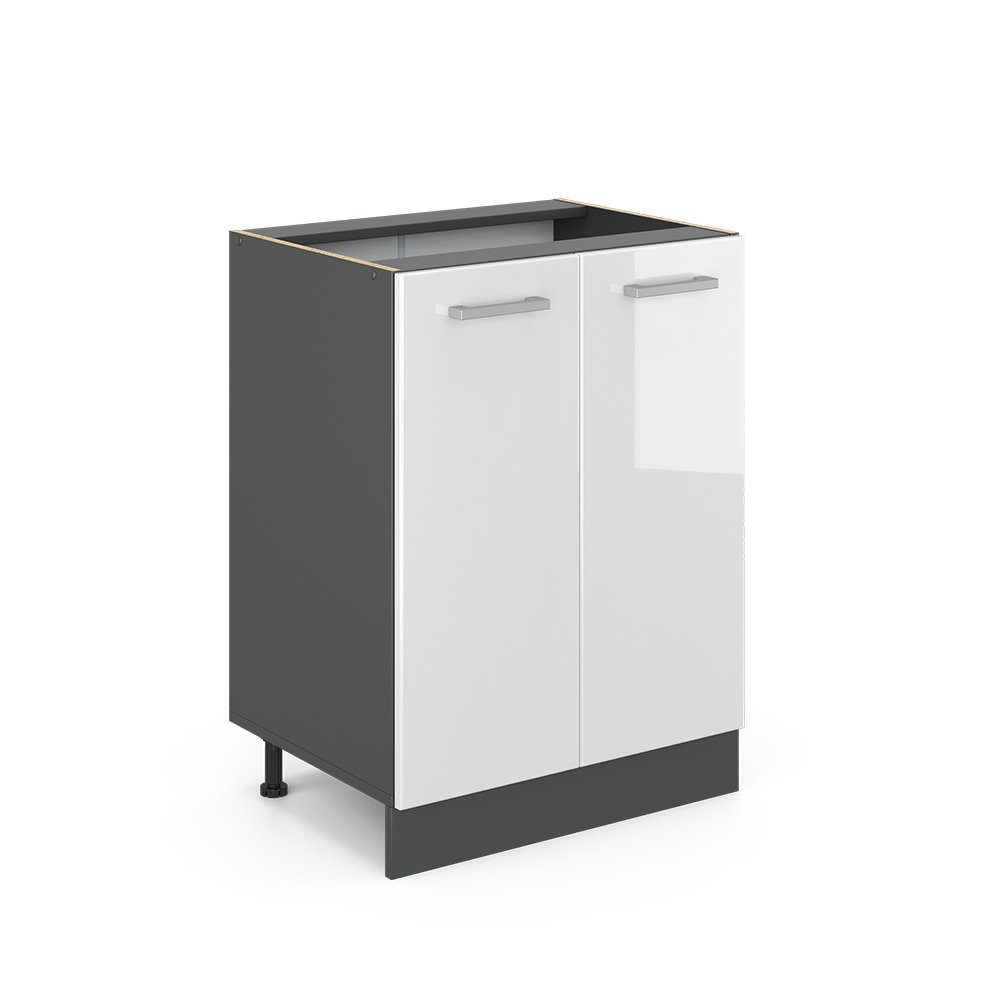 Vicco Unterschrank R-Line, Weiß Hochglanz/Anthrazit, 60 cm ohne Arbeitsplatte (1-St)