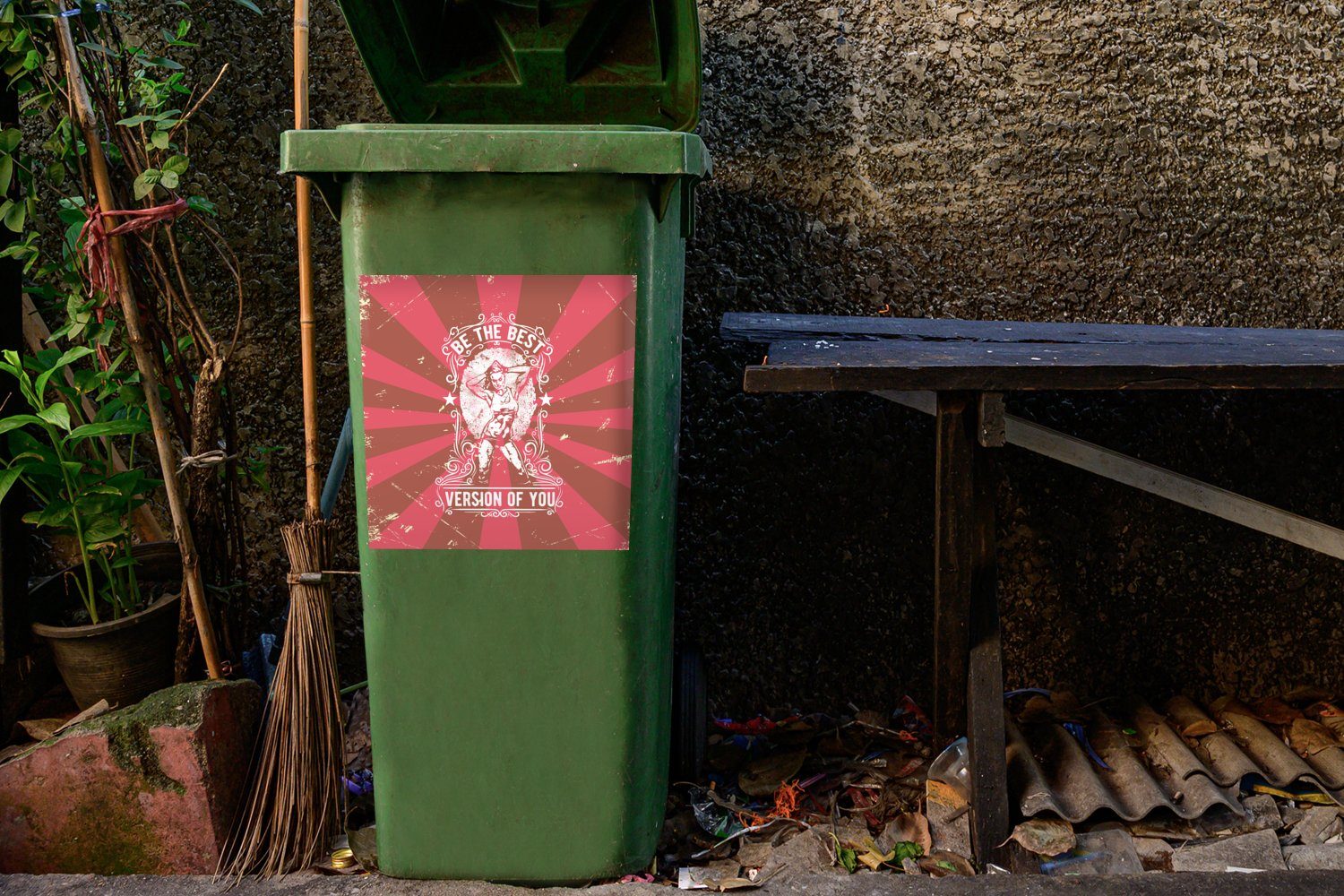 - Wandsticker (1 Container, Mülltonne, - Jahrgang St), Abfalbehälter Mülleimer-aufkleber, Sticker, MuchoWow Frauen Sport