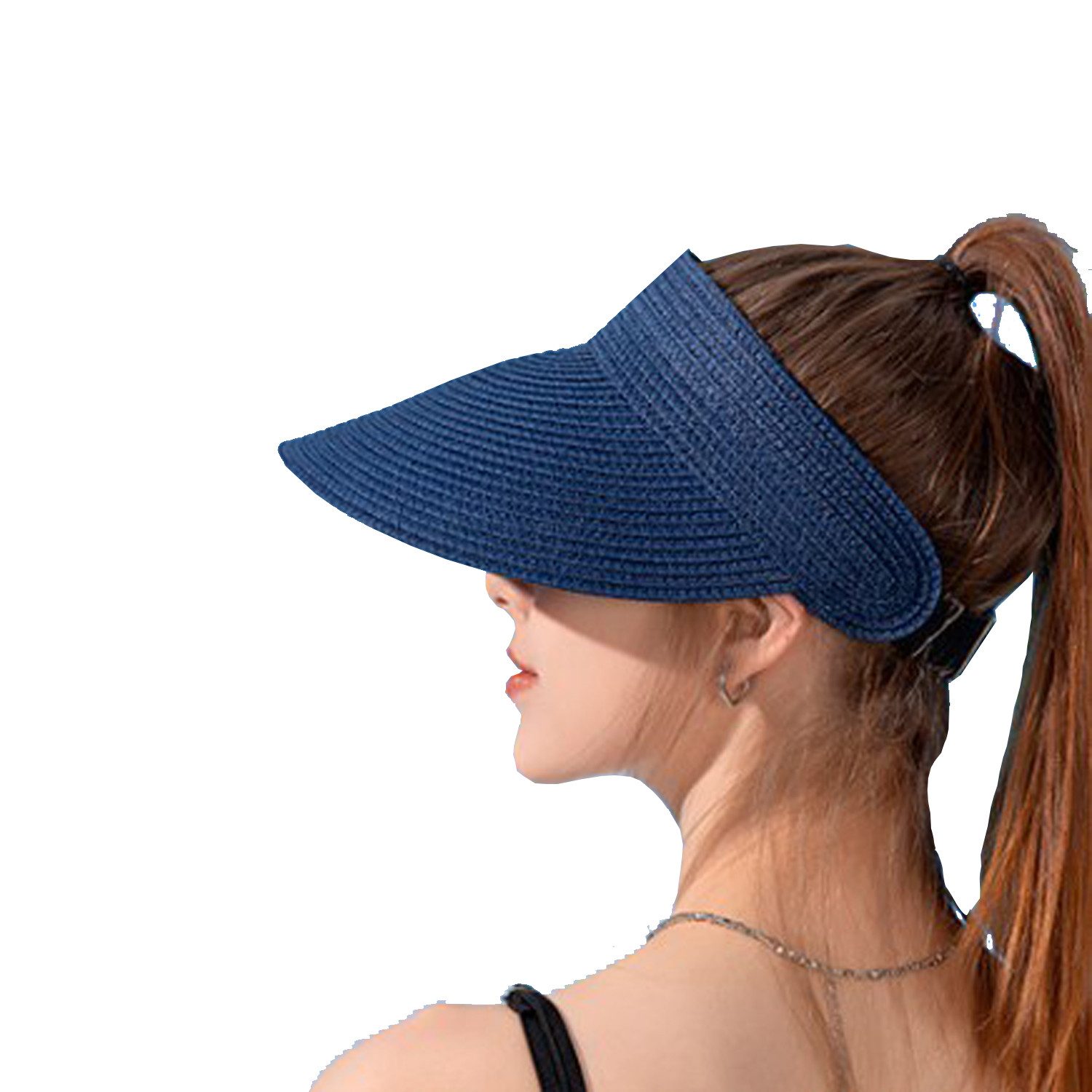 autolock Sonnenhut Sonnenhut Damen mit großer Krempe Faltbar Visor Cap Strohhut