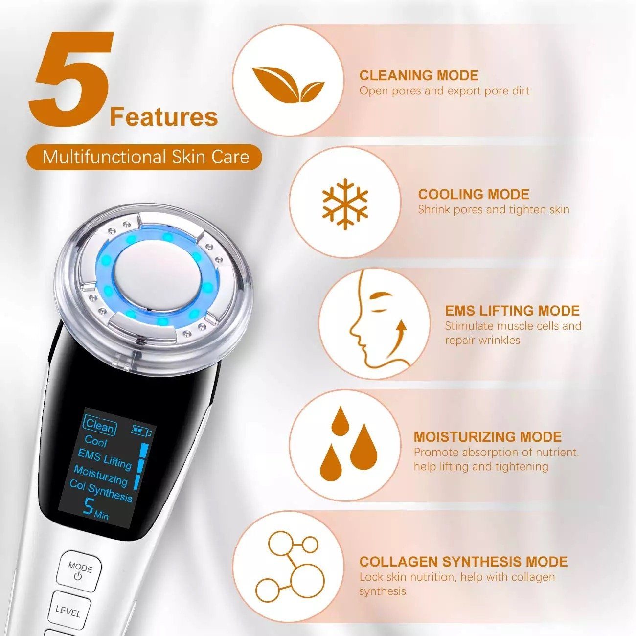 Lalano`S Cosmetics Gesichtsmassagegerät Anti-Aging-Gerät SkinStar EMS Anti-Aging Photonen- Vibrationsgerät, Hot/Cool Behandlung, Massagerät, kosmetikbehandlungs – Bild 2 von 5