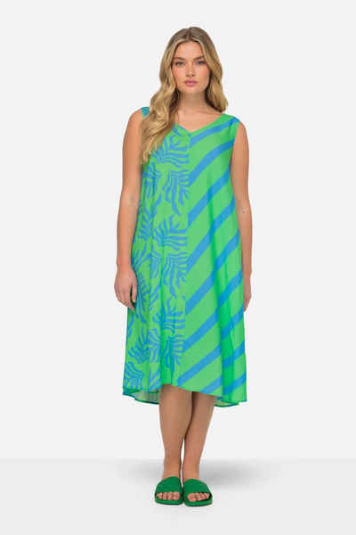 Laurasøn Jerseykleid Kleid A-Line Print-Mix V-Ausschnitt ärmellos