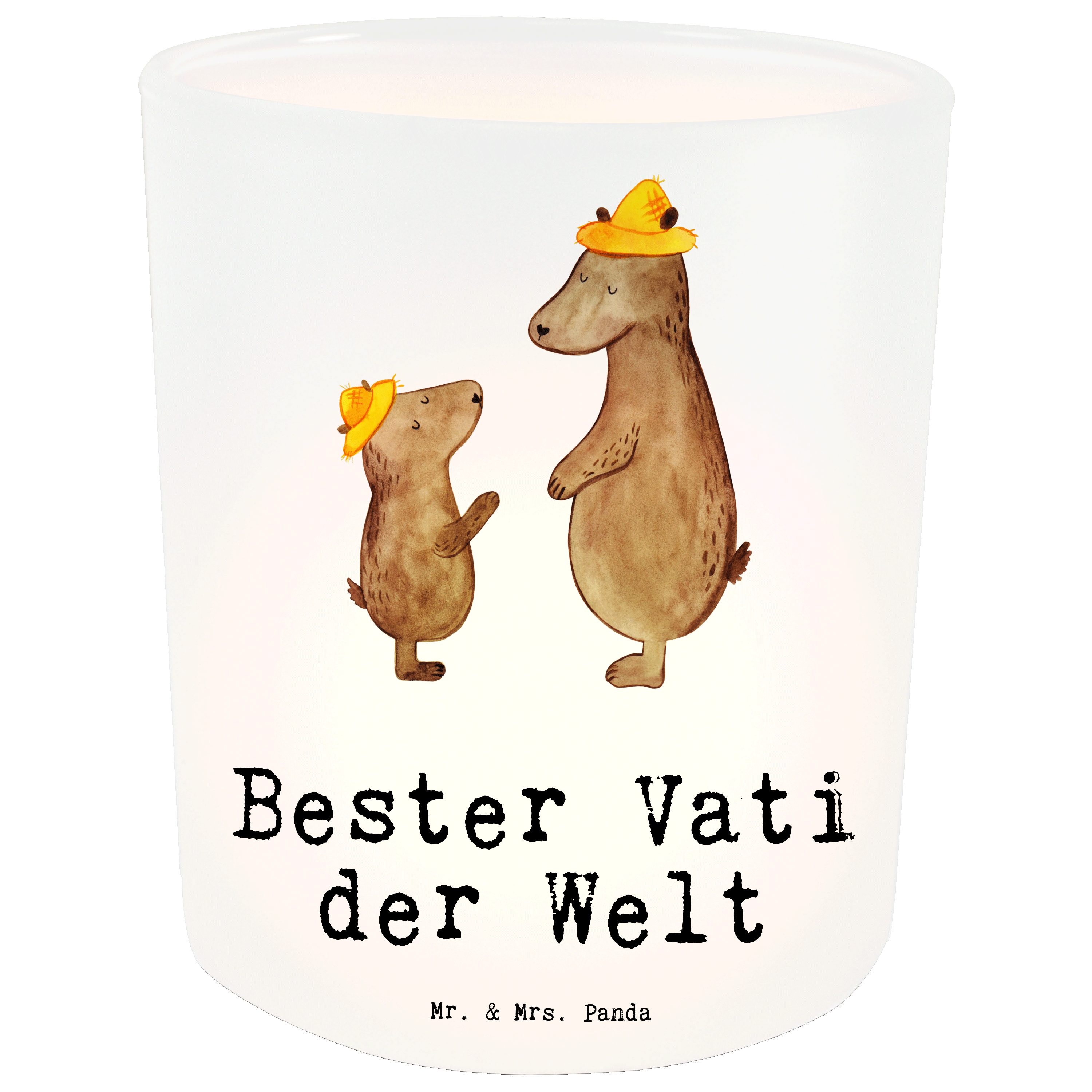 Mr. & Mrs. Panda Windlicht Bär Bester Vati der Welt - Transparent - Geschenk, Geschenk Vater, El (1 St)