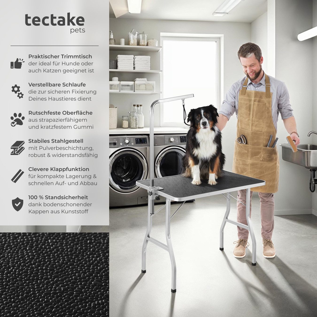 tectake Arbeitstisch Trimmtisch, mit höhenverstellbarem Galgen günstig online kaufen