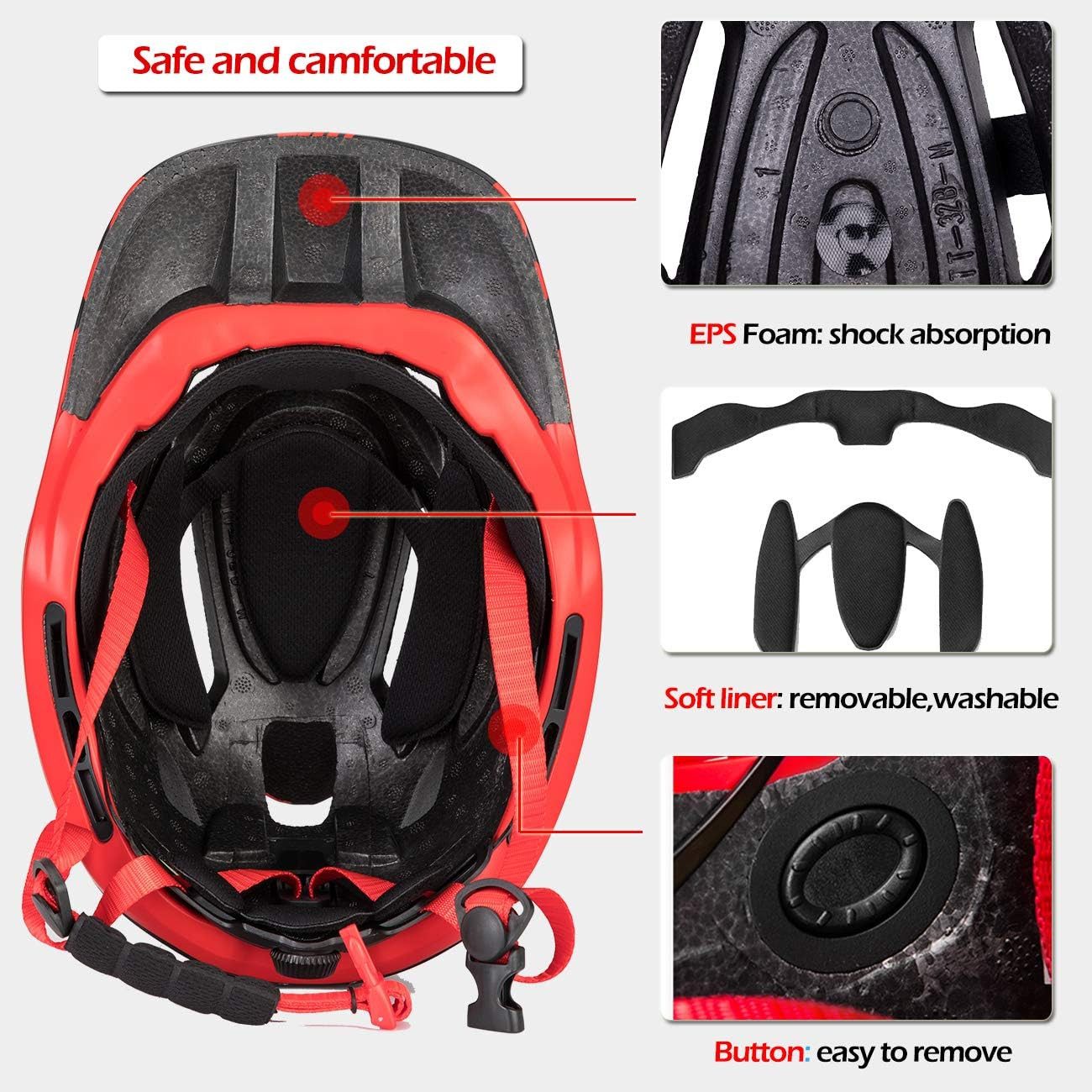 ROCKBROS Fahrradhelm Kinderhelm, Fullface Helm, S 48-53cm M 53-58cm (1-tlg), Abnehmbarem Kinnschutz, BMX MTB Downhill Helm