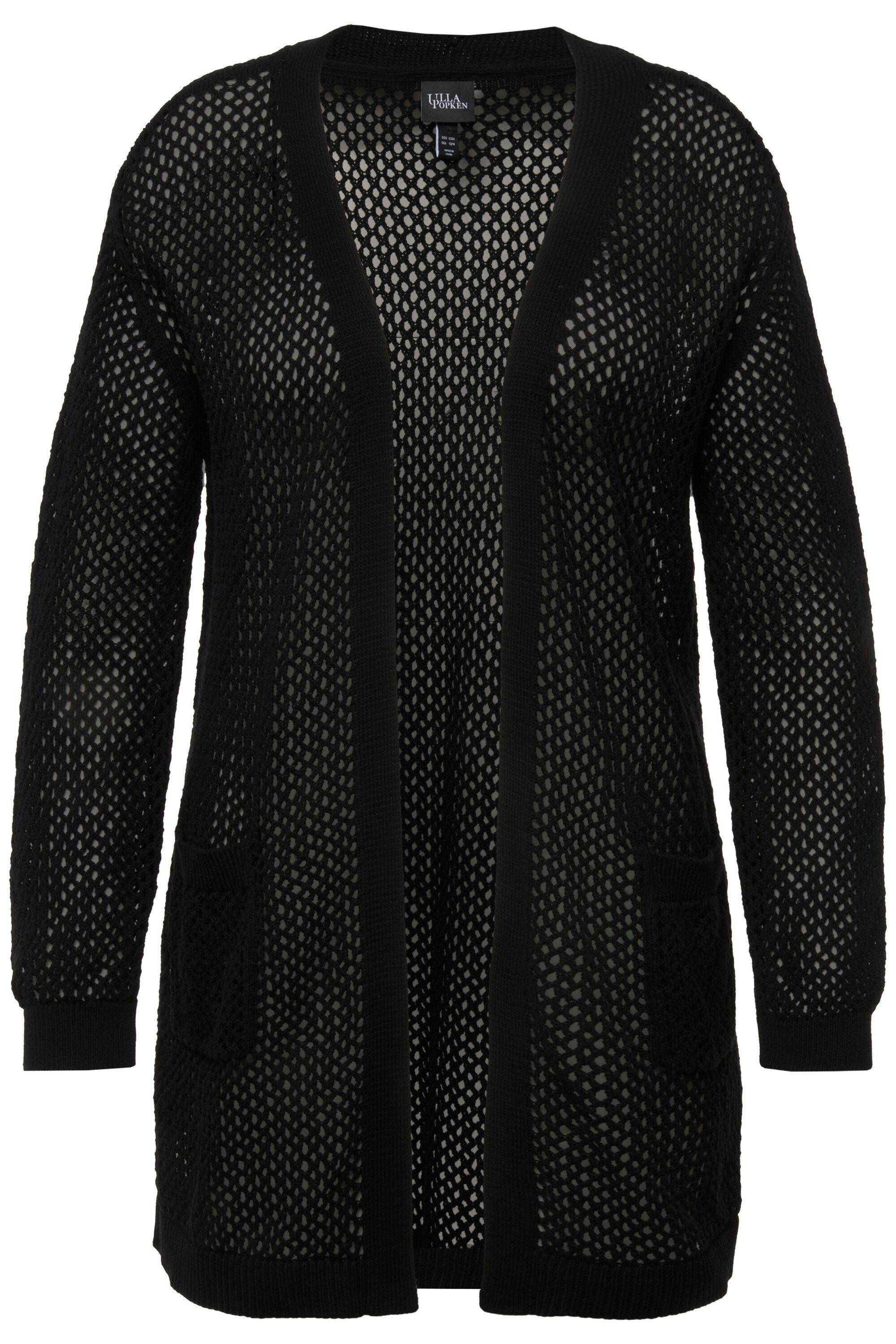 Ulla Popken Strickjacke Long-Strickjacke Netz-Optik offene Form günstig online kaufen