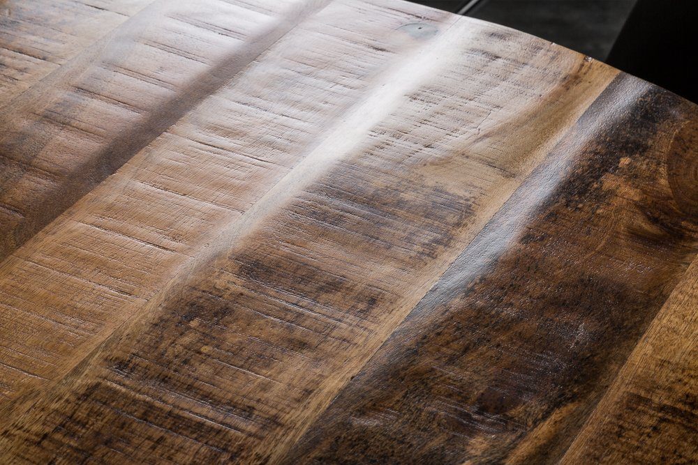 · riess-ambiente Mangoholz Küchentisch CRAFT natur, 120cm Massivholz rund · Esstisch IRON ·