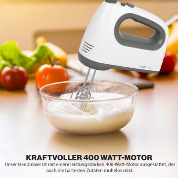 CLATRONIC Handmixer HM 3775, mit kraftvollen 400 Watt-Motor, 5 Stufen