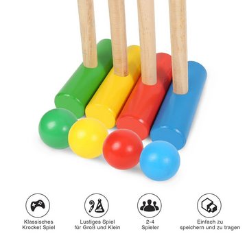 Randaco Spielzeug-Gartenset Krocket Spiel Croquet Set für 4 Spieler Outdoor Gartenspiel aus Holz