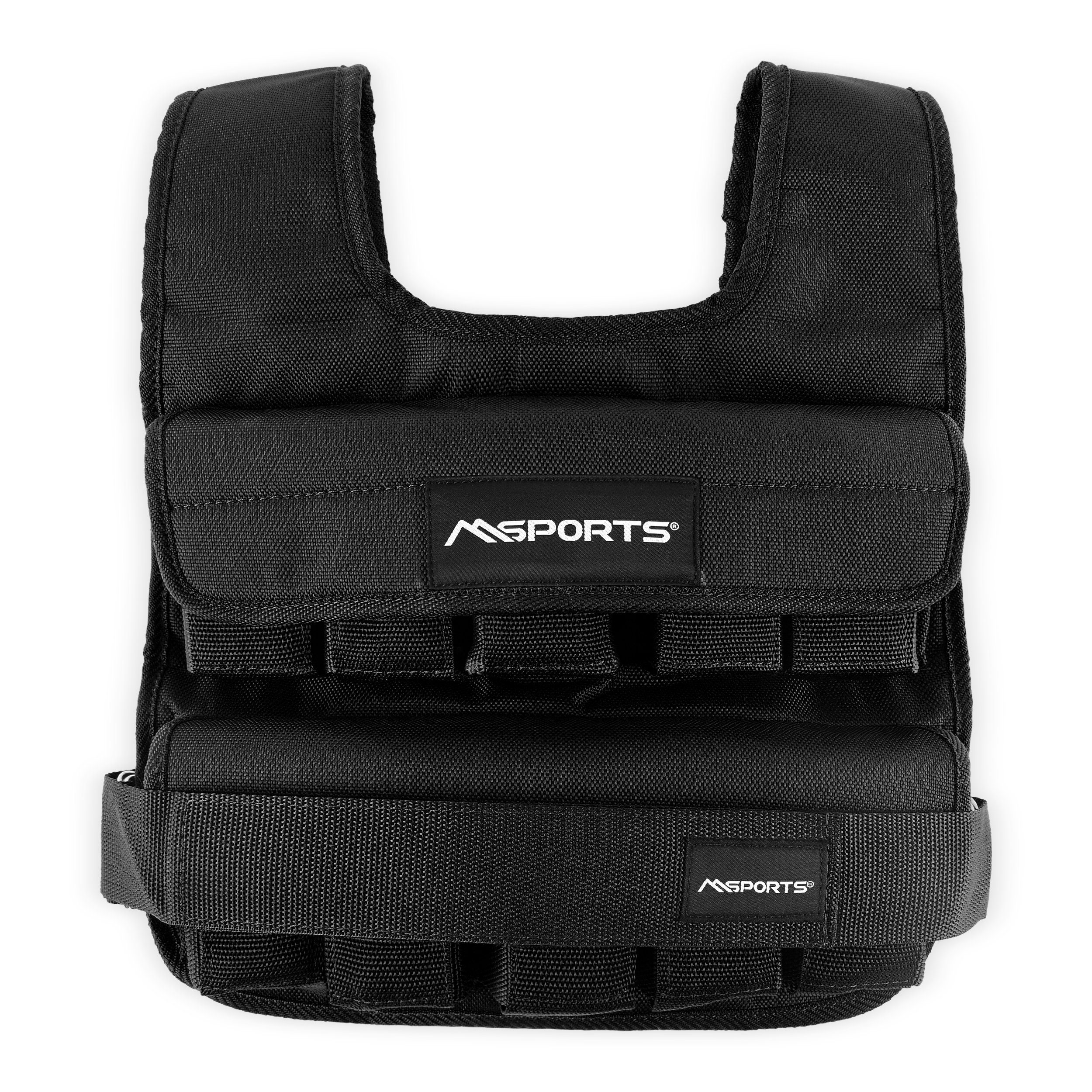 MSports® Gewichtsweste Gewichtsweste Verstellbar von 5 kg - 30 kg Gewicht für Krafttraining Black