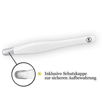 K-Pro Augenbrauenpinzette Pinzette zur Haarentfernung Schräg Profi Edelstahl 1 Stück (Weiß)