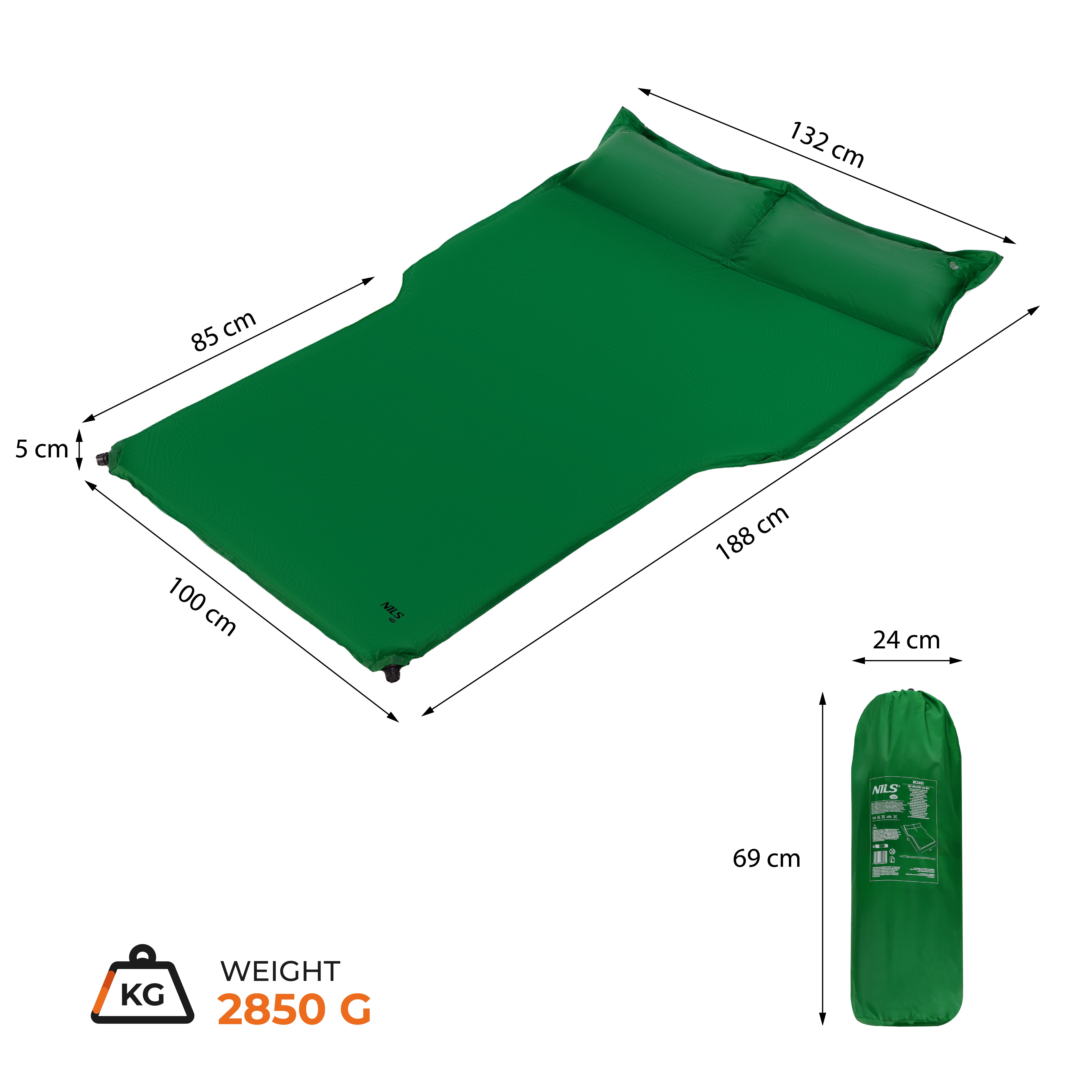 NILS CAMP Isomatte Automatratze Kofferraummatte Schlafmatte, (Spar-Set, 1-tlg., 188 x 132 x 5 cm leicht), selbstaufblasend, Kofferraummatte, bis 200 kg