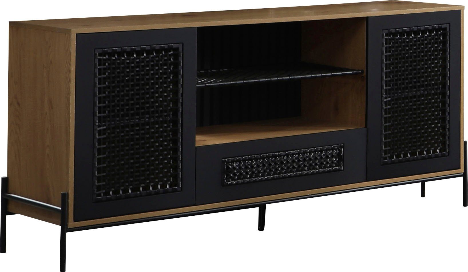 SalesFever Sideboard York Stilvolle Kommode, Polyrattan-Kommode: Mattschwarz, stilvoll und praktisch.