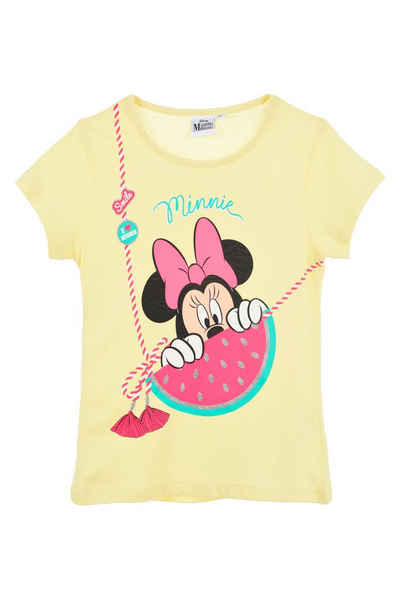 Disney Print-Shirt Disney Minnie Maus Smile Mädchen Kinder kurzarm T-Shirt Gr. 98 bis 128, 100% Baumwolle