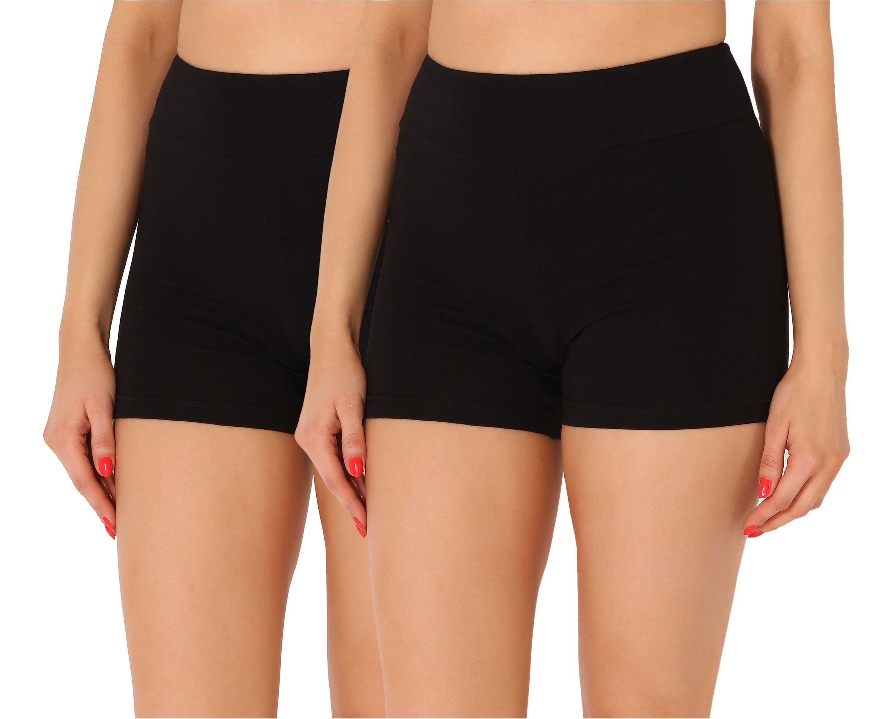 Style 2Pack Shorts Damen (2-tlg) elastischer Hose Leggings kurze MS10-359 Unterhose Radlerhose Boxer Bund Merry