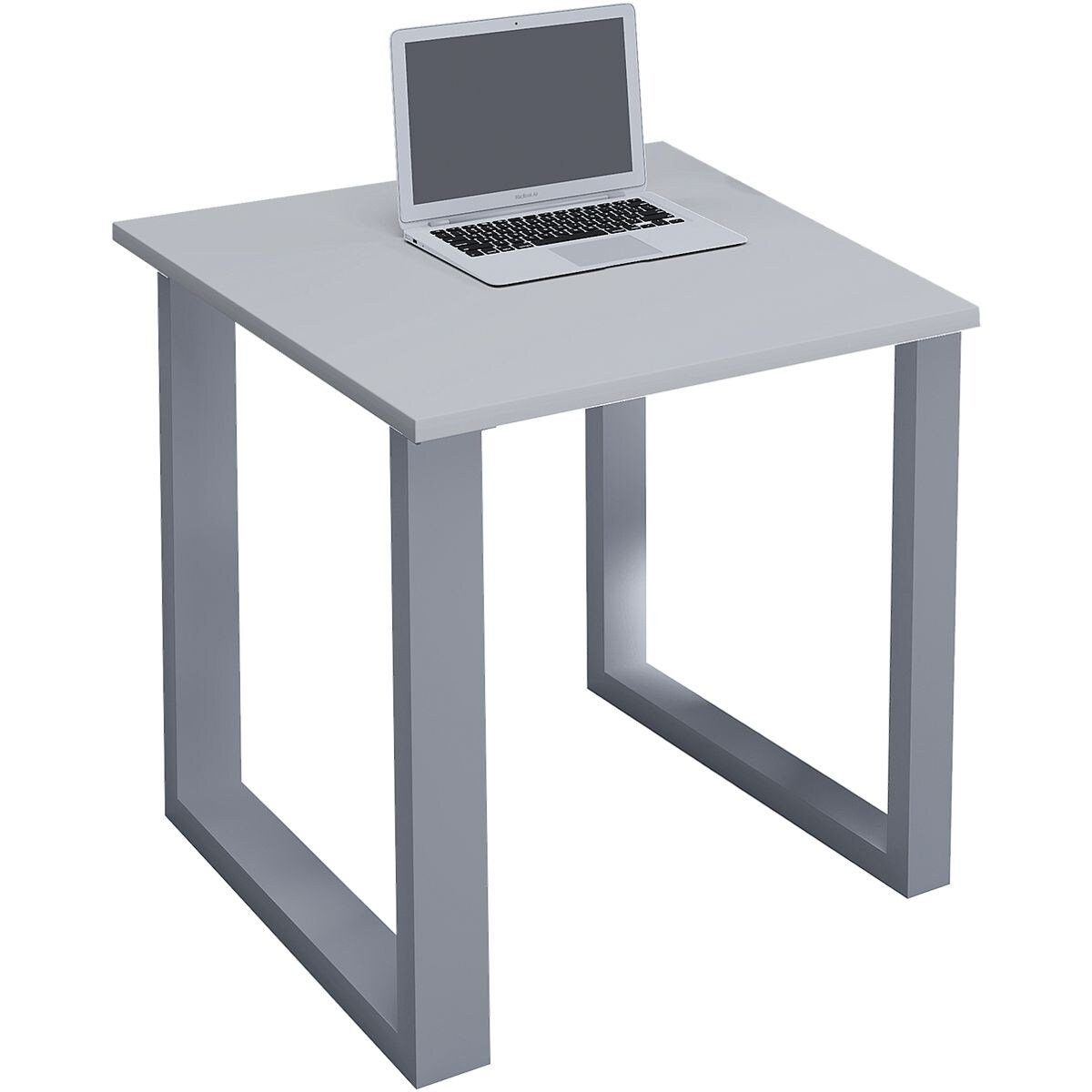 VCM Schreibtisch Lona, quadratisch, Bügel-Fuß | grau/silber silbern
