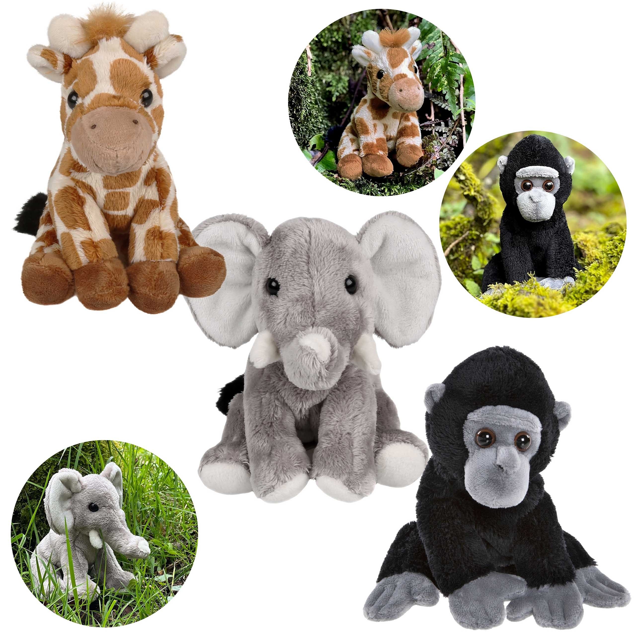 Kuscheltier Charlie Bears 3-Maskottchen, Cuddle Cubs: Giraffe, Elefant, Gorilla