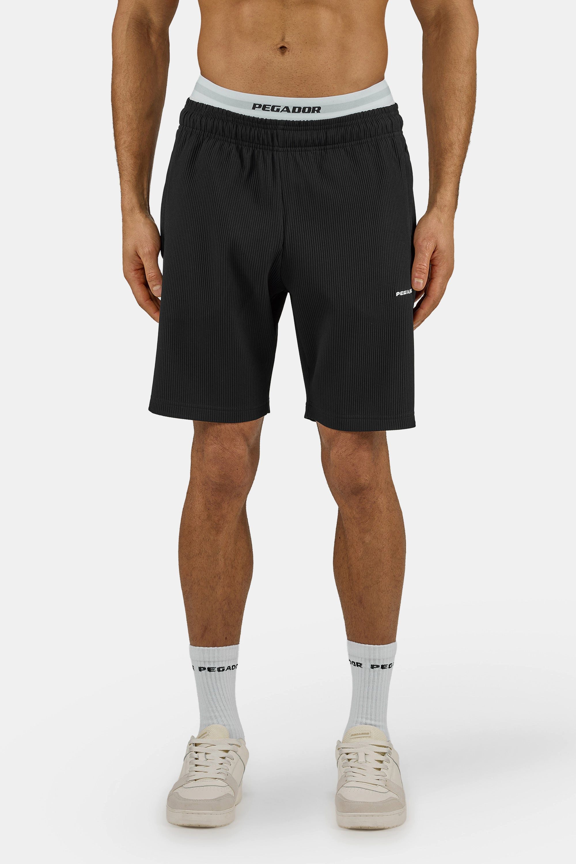 PEGADOR Shorts TROY PLISSEE SHORTS Baumwollmischung, regular fit