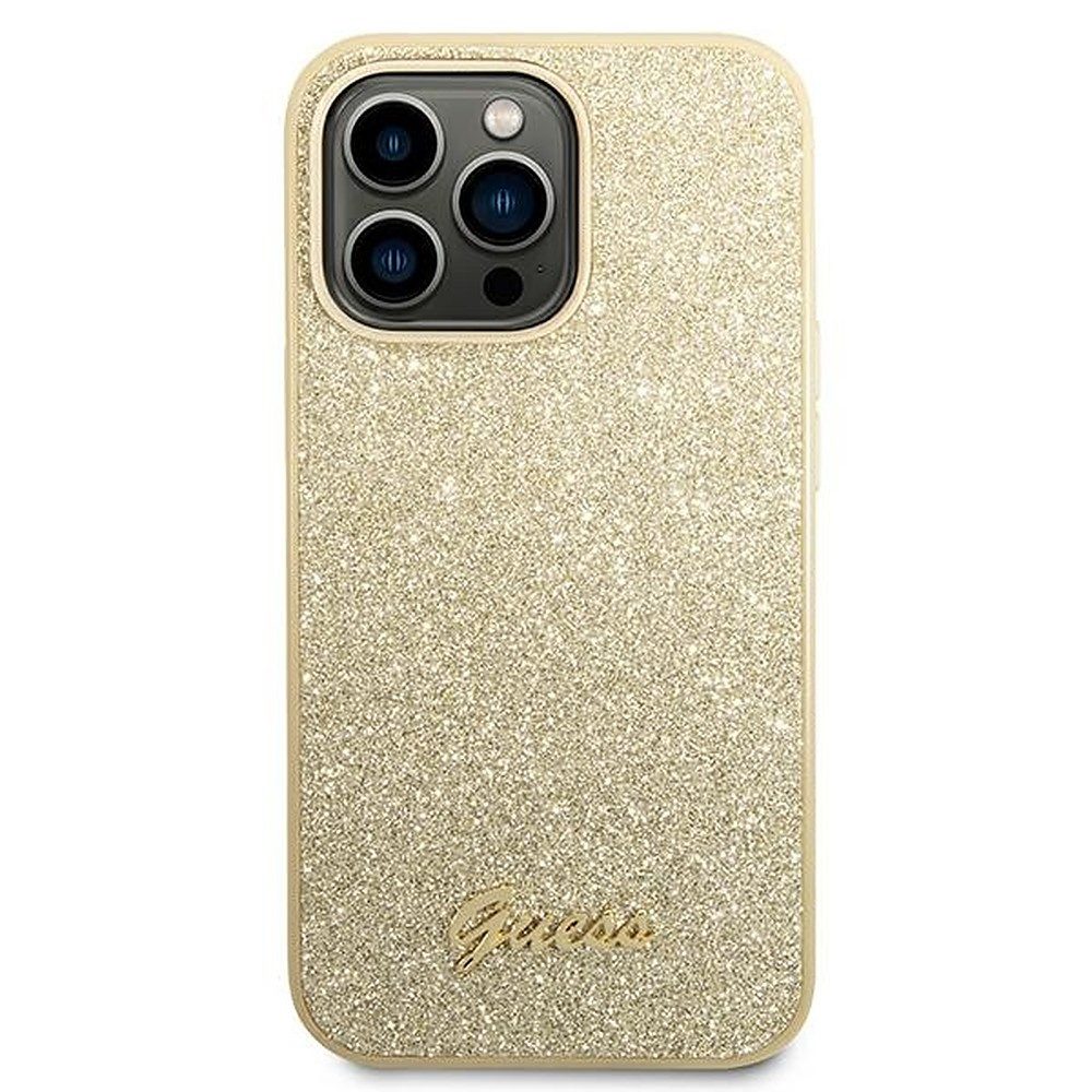 Guess Smartphone-Hülle Schutzhülle Handyhülle Glitzerhülle 6,1 Zoll, Glitzeroptik, Metall-Logo, kratzfest, Hardcase