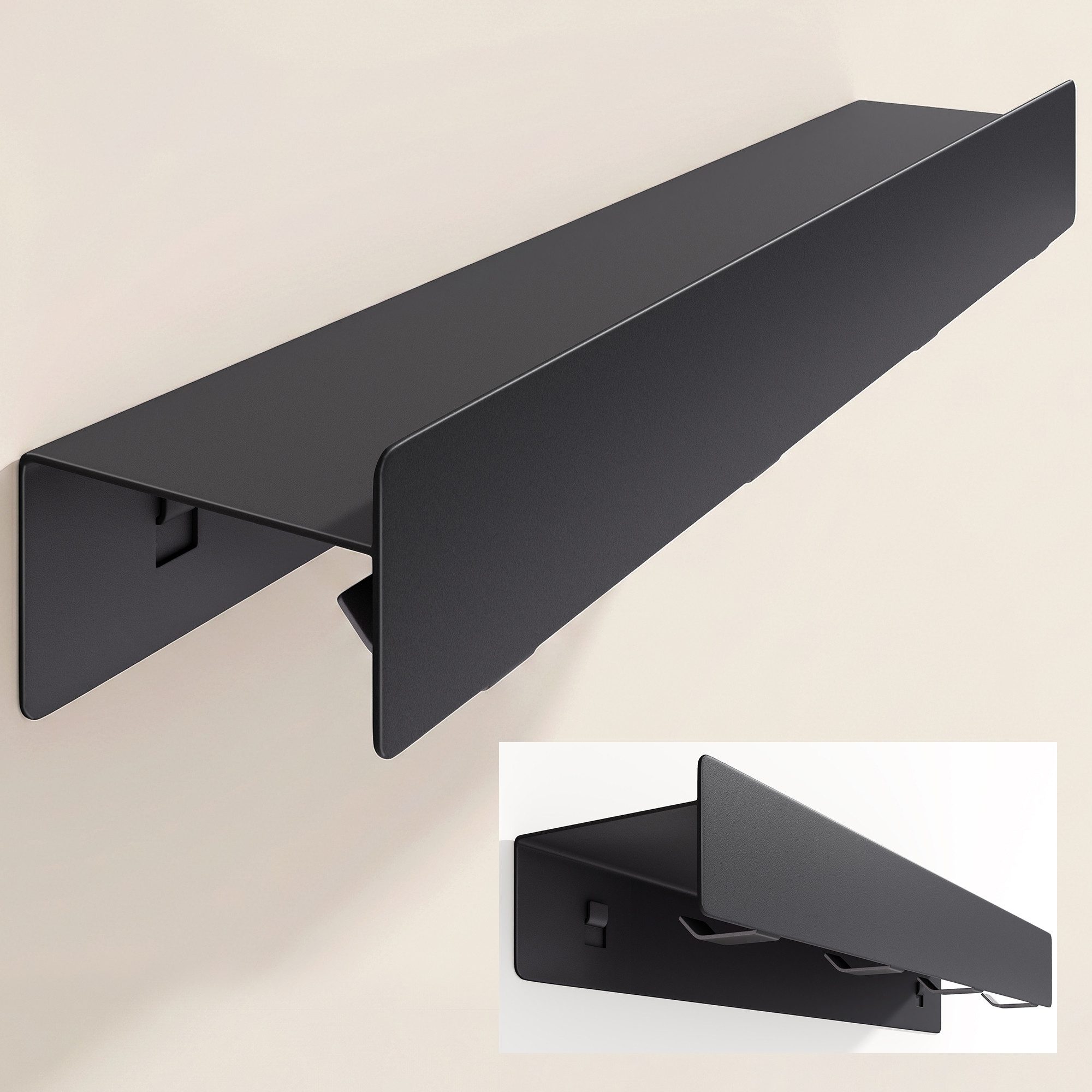 doporro Garderobenleiste Wandgarderobe Garderobenhaken 4/6/8 Haken mit Ablage aus Metall Stalo (4 St), Pulverbeschichtet mit Carbonstahl, 4/6/8 Haken Möglichkeiten