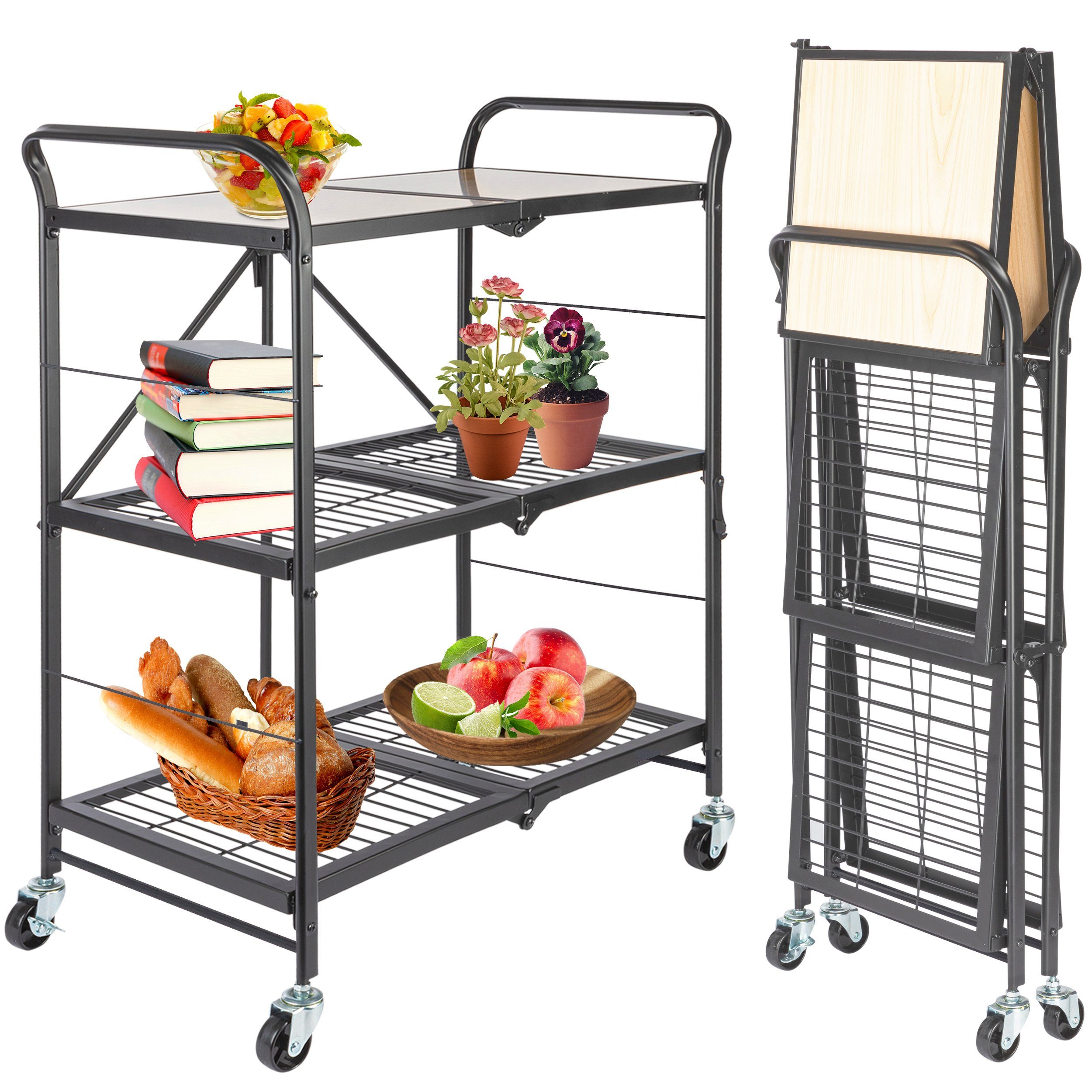 ONVAYA Küchenwagen klappbar, Servierwagen mit Rollen, Beistellwagen, Küchen günstig online kaufen