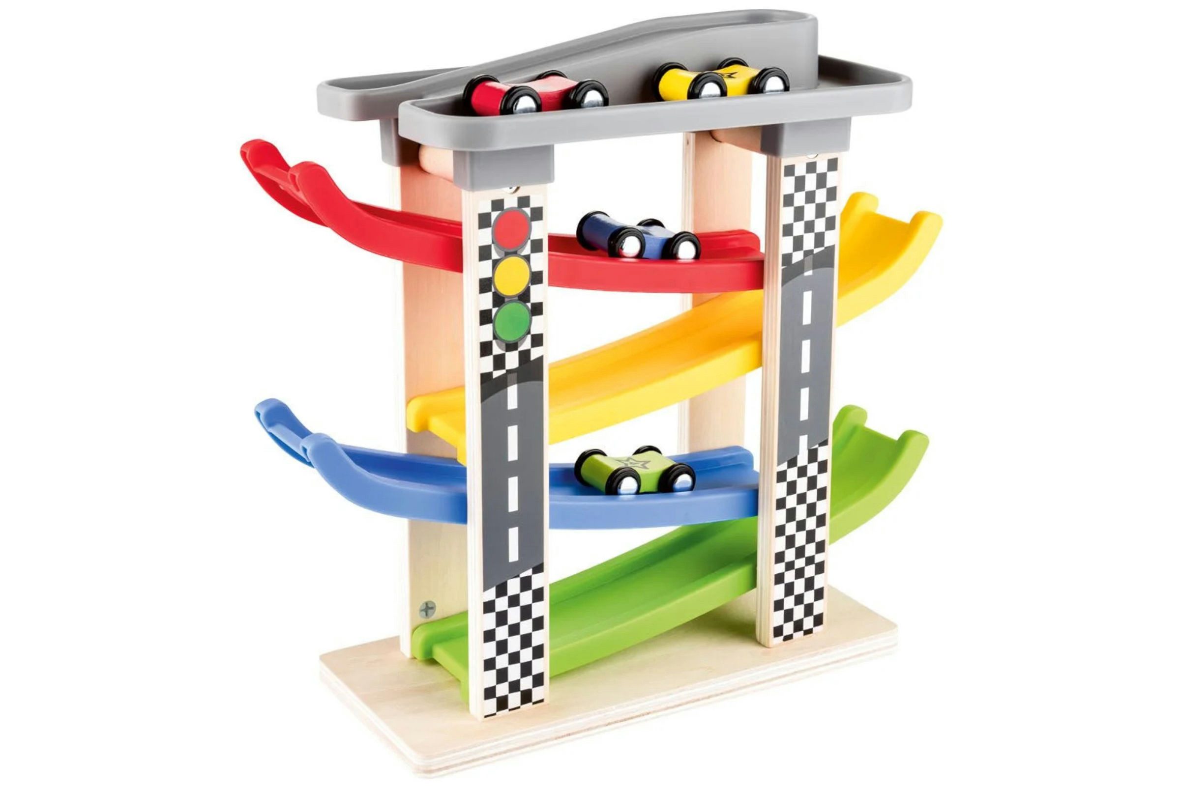 Spielzeug-Auto Rennturm Motorik Holzspielzeug Kinder Spielzeug Auto Turm Rennwagen