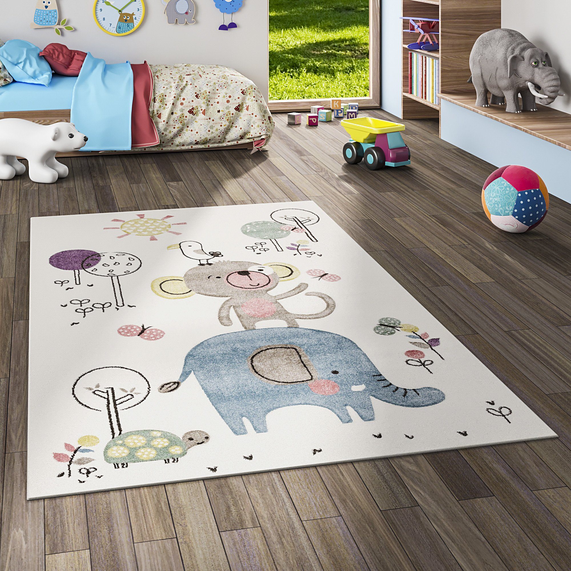 Pergamon Kinderteppich Kinder Teppich Maui Kids Lustige Tiere Bunt, Rechtec günstig online kaufen