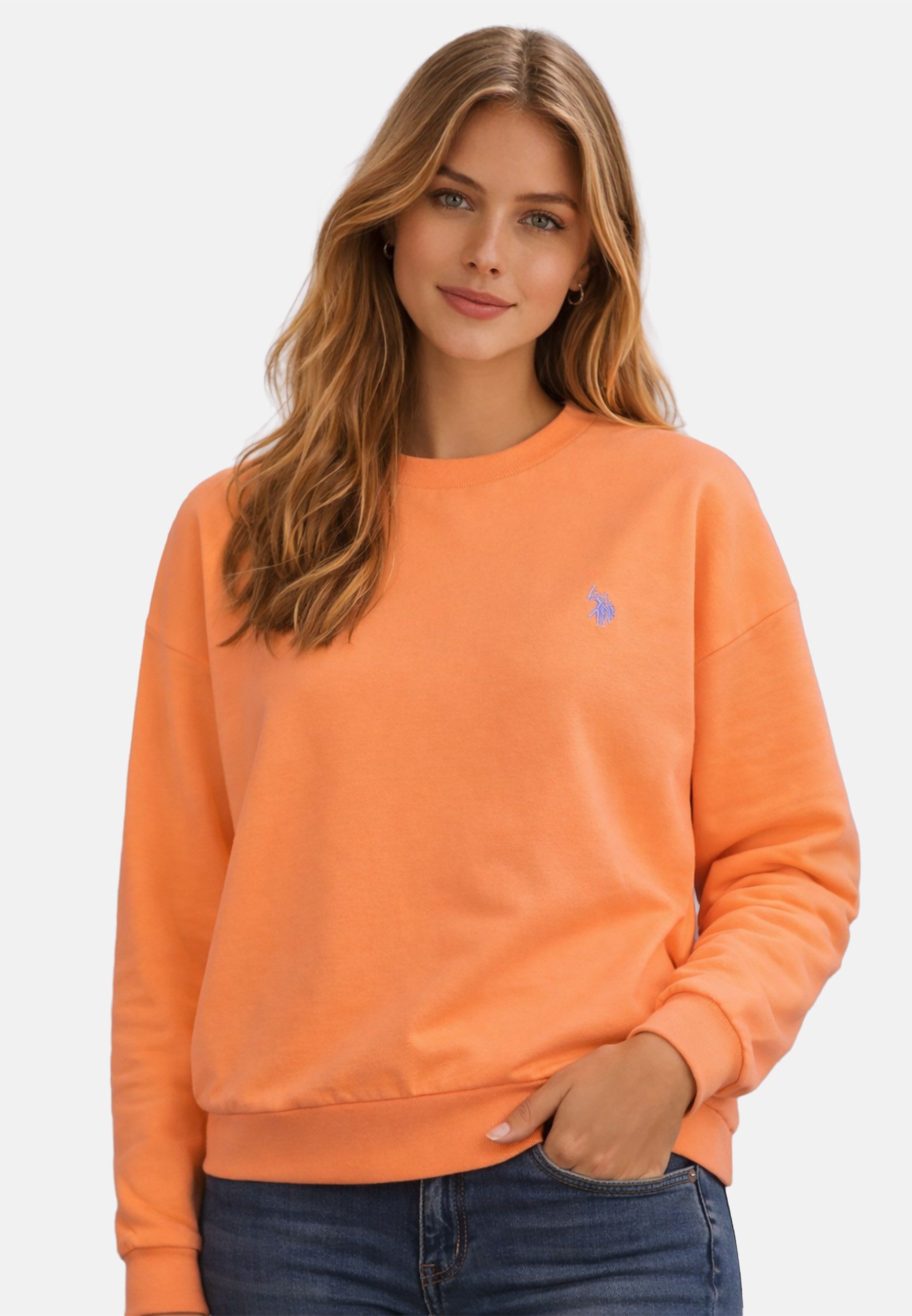 U.S. Polo Assn. Sweatshirt USKalatine Pullover Rundhals – Baumwollmix Sweater Weicher Rundhalspullover mit Stretch und Logo-Stickerei