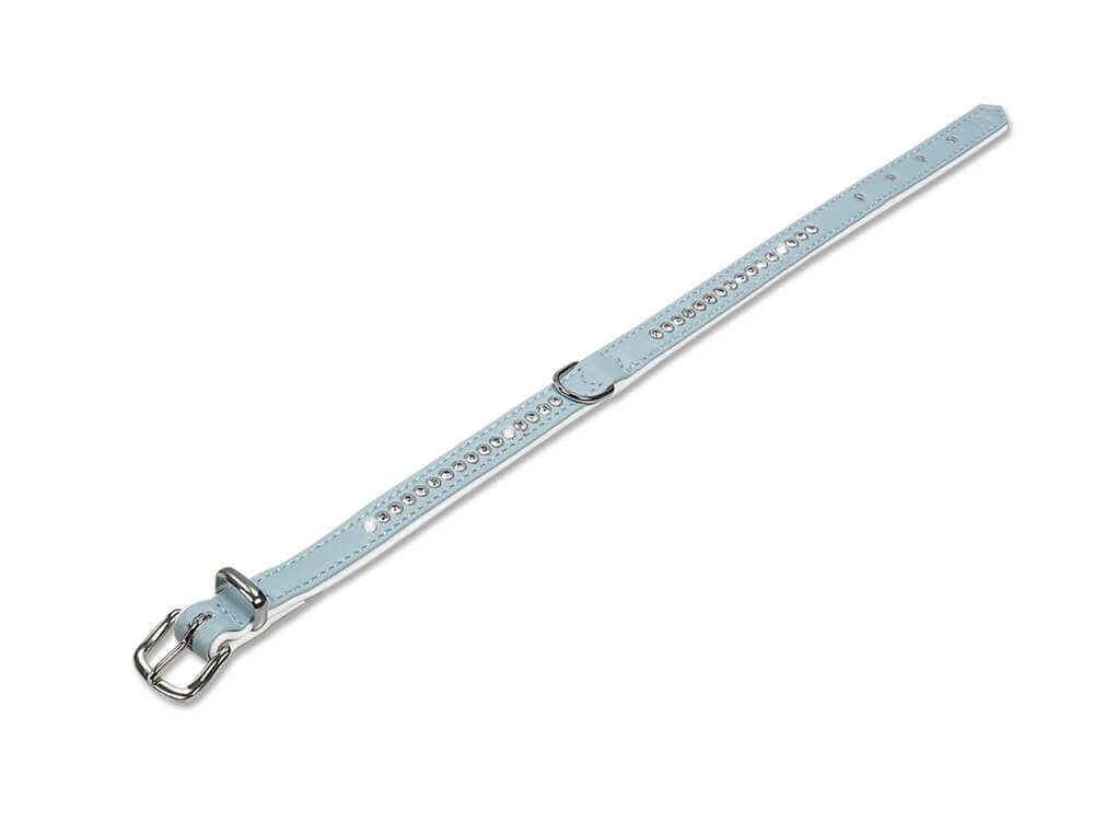 Nobby Hunde-Halsband Halsband "Crystal" einreihig, hellblau/weiß, S, Kunstleder "Crystal"