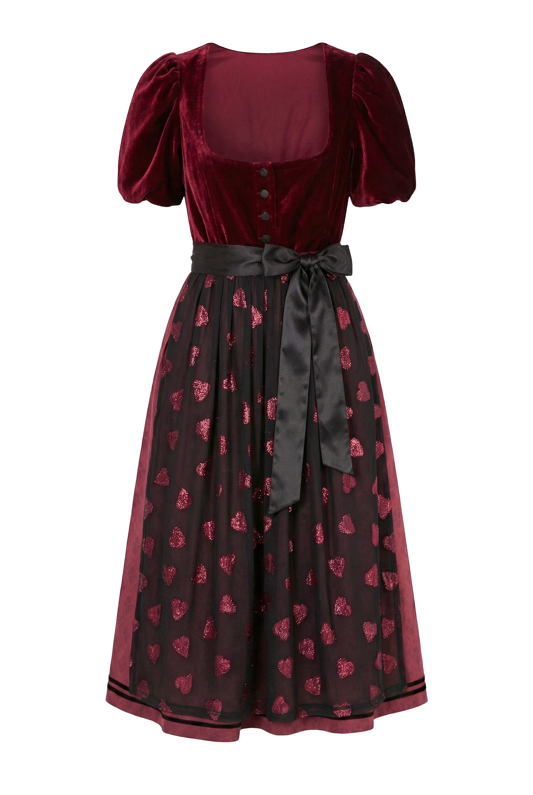 Ulla Popken Dirndl Dirndl Samt Carré-Ausschnitt Puff-Halbarm