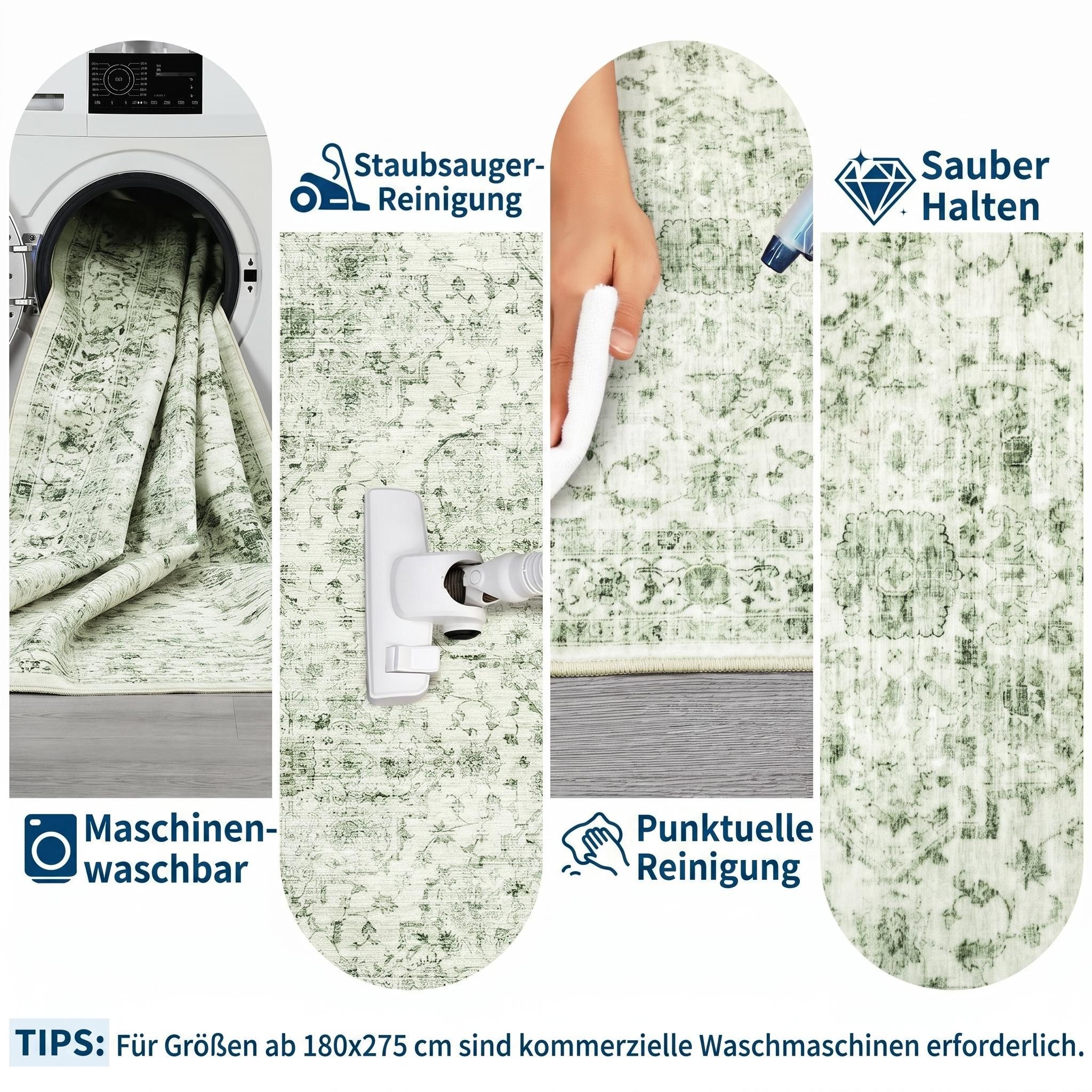 GarveeMore Teppich Faltbarer Boho-Teppich mit Print-Design (Kaschmir-Optik), rechteckig, Höhe: 6 mm, für Wohnzimmer & Schlafzimmer & Flur – Bild 5 von 5