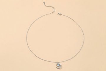 Eyecatcher Edelstahlkette Silberne Halskette mit Zirkonia Stern und Mond