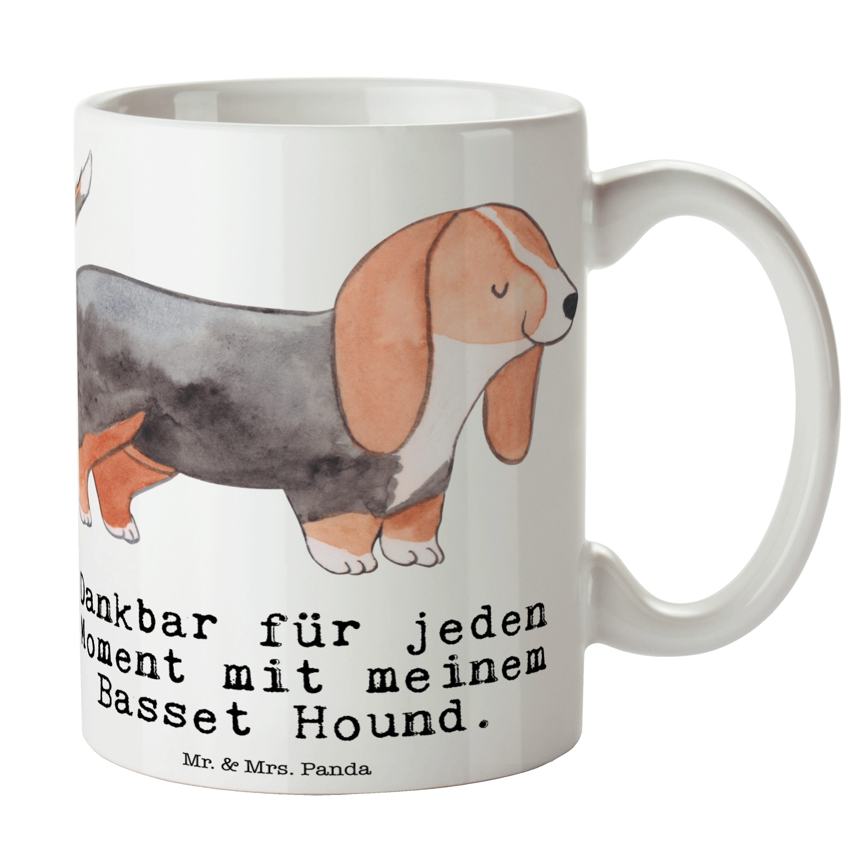 Mr. & Mrs. Panda Tasse Basset Hound Moment - Weiß - Geschenk, Tierfreund, Tasse Motive, Kaff, Keramik