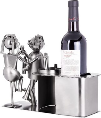 BRUBAKER Weinflaschenhalter Liebespaar an der Bar Flaschenhalter, (inklusive Grußkarte), Weinhalter Metall Skulptur, romantisches Geschenk
