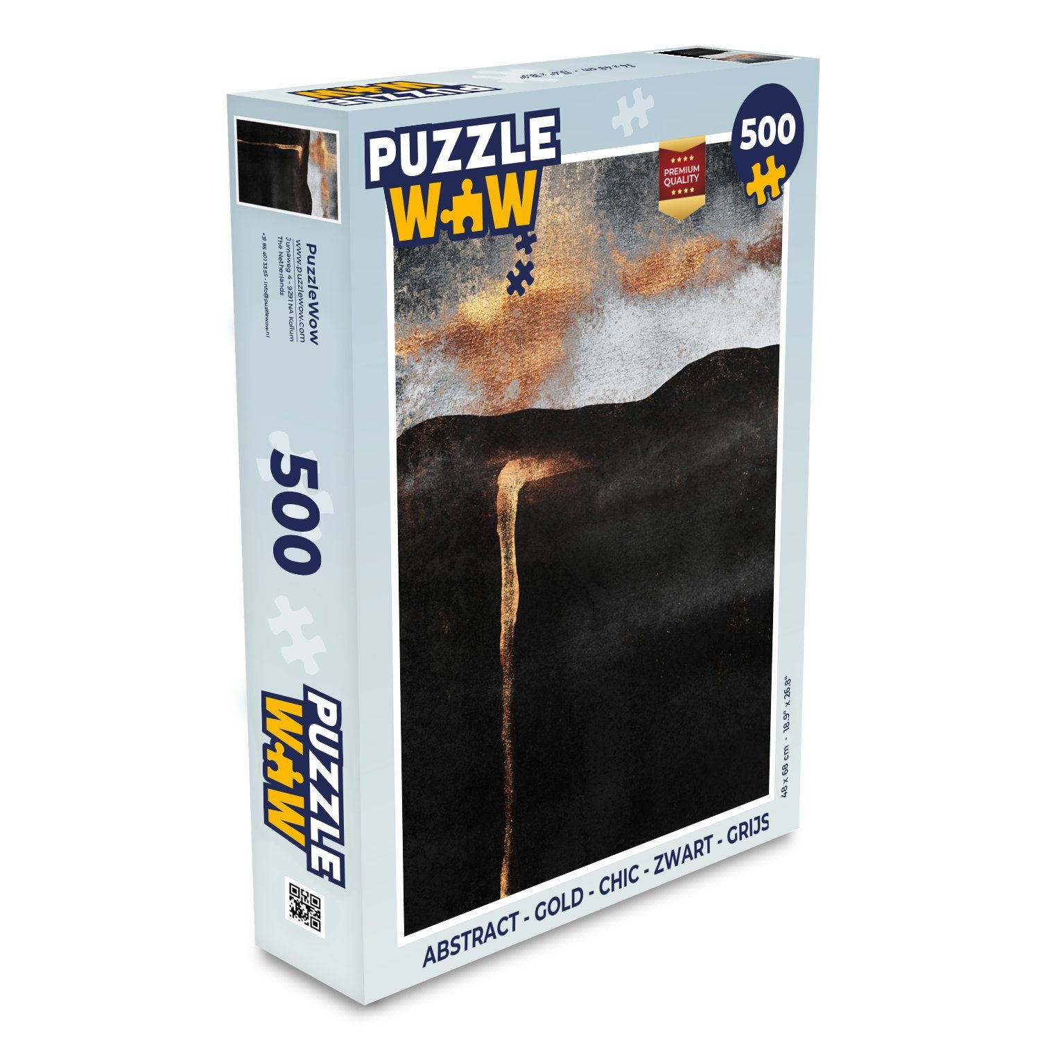 MuchoWow Puzzle Abstrakt - Gold - Chic - Schwarz - Grau, 500 Puzzleteile, Foto-Puzzle, Bilderrätsel, Puzzlespiele, Spielzeug