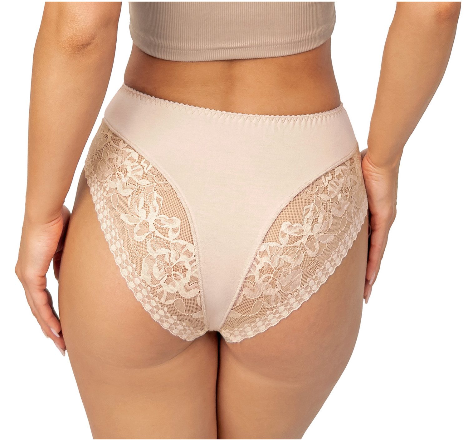 Donna Taillenslip 235 (2-St) Damen 2er Pack Taillen Slips Unterhosen florale Spitze Viskose