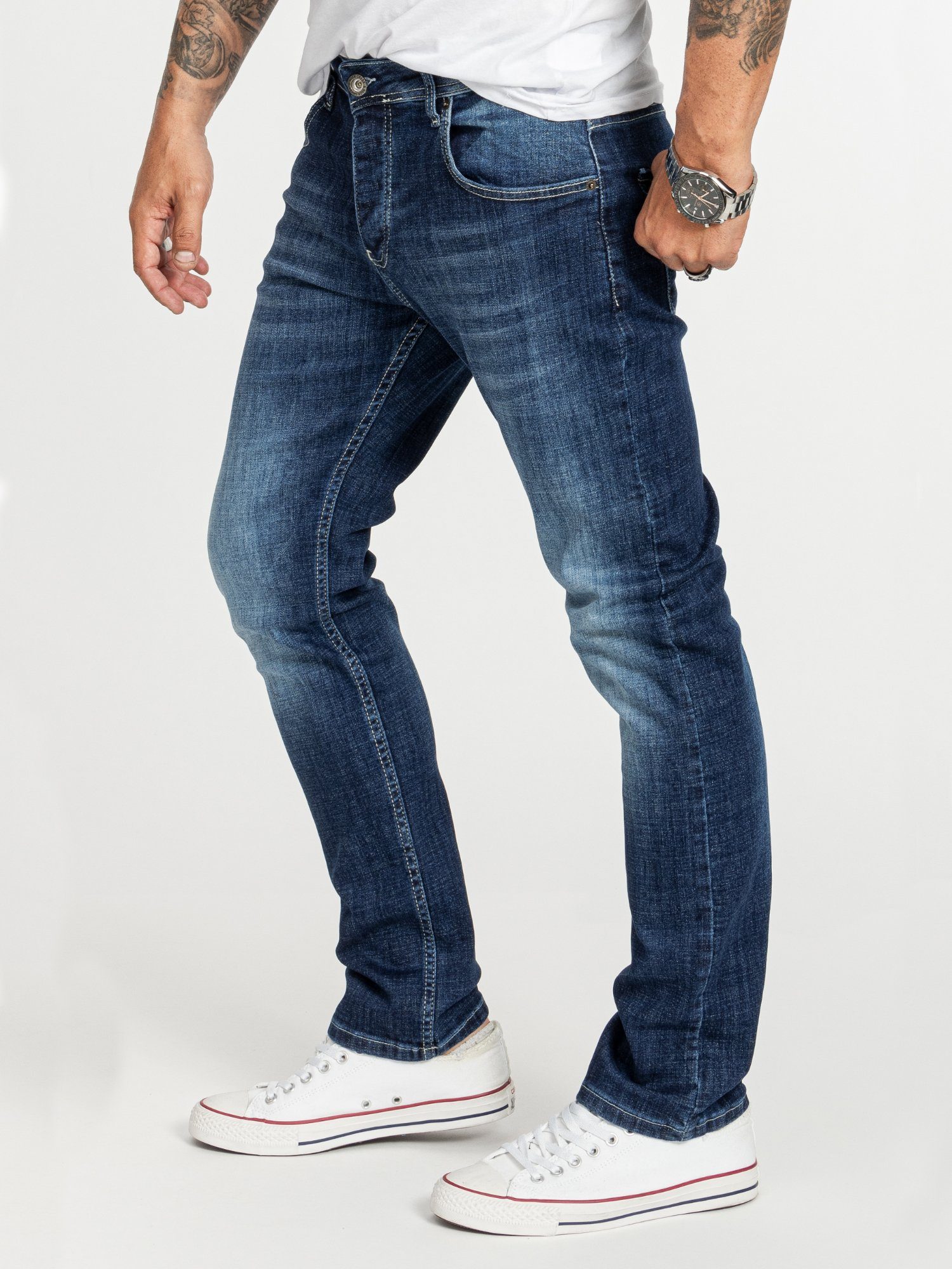 Rock Creek Regular-fit-Jeans Herren Jeans Stonewashed Blau RC-2411