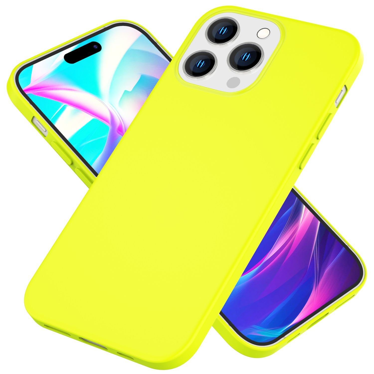 Nalia Smartphone-Hülle Apple iPhone 14 Pro, Neon Silikon Hülle / Bunt Leuchtend / Rutschfest / Flexibel / Weich