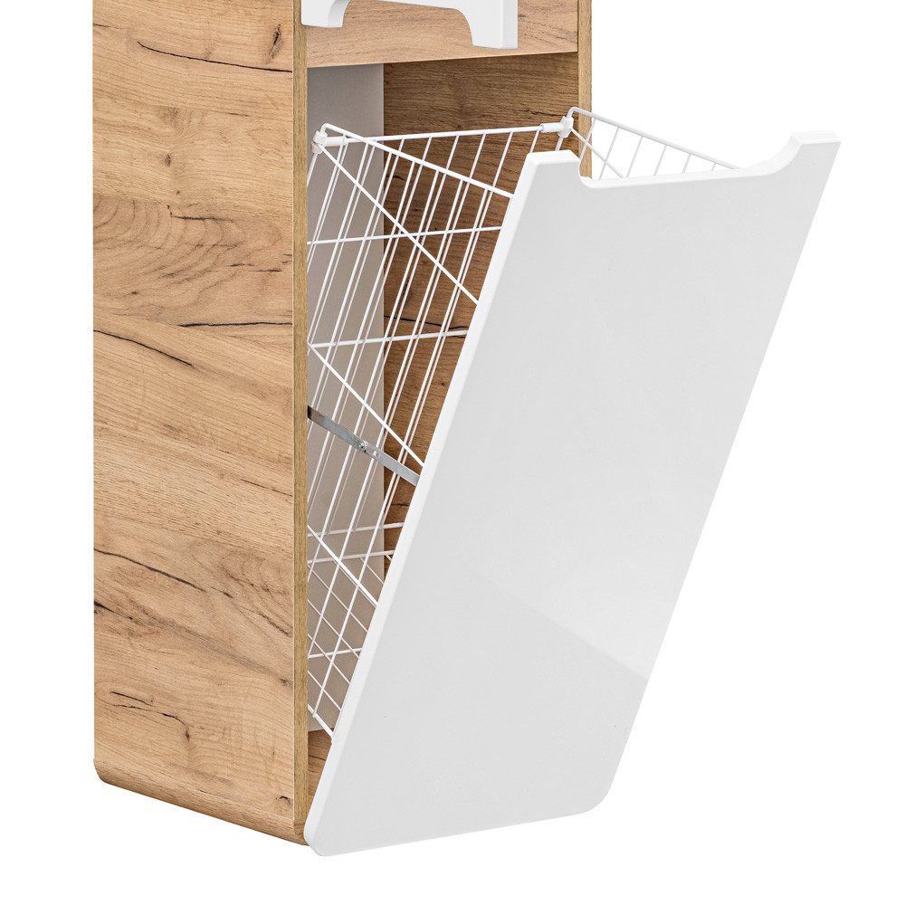 Lomadox Hochschrank LUTON-56 Wotan Eiche Nb. mit Hochglanz weiß 35x170x35cm günstig online kaufen