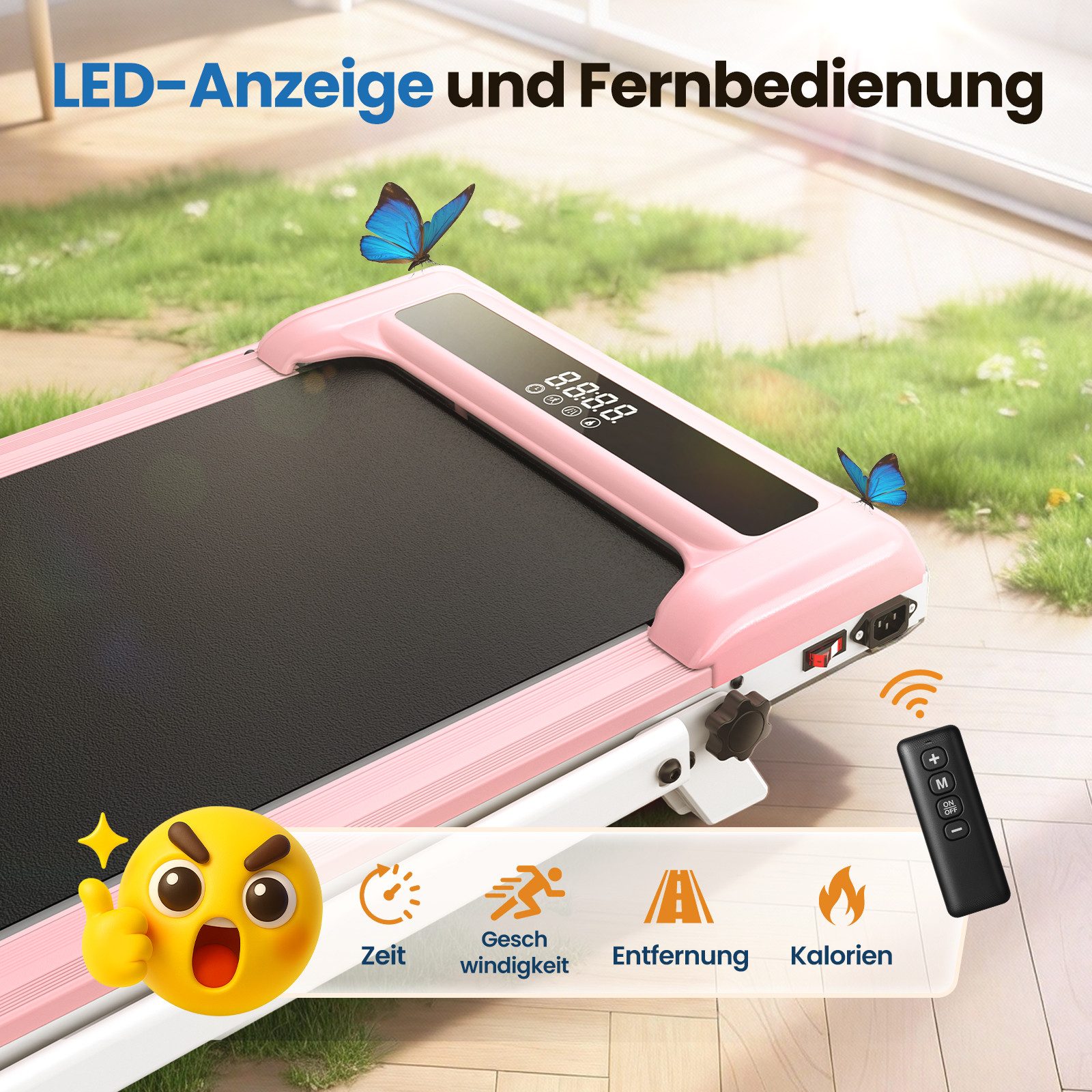 Dskeuzeew Laufband Klappbare Laufbänder 3 in 1 - mit 8% Steigung (Laufgerät für Zuhause bis 130KG - LED-Anzeige - Noise<45db), 1-10 km/h - Elektrisches 3.0 PS Bürstenloser Motor
