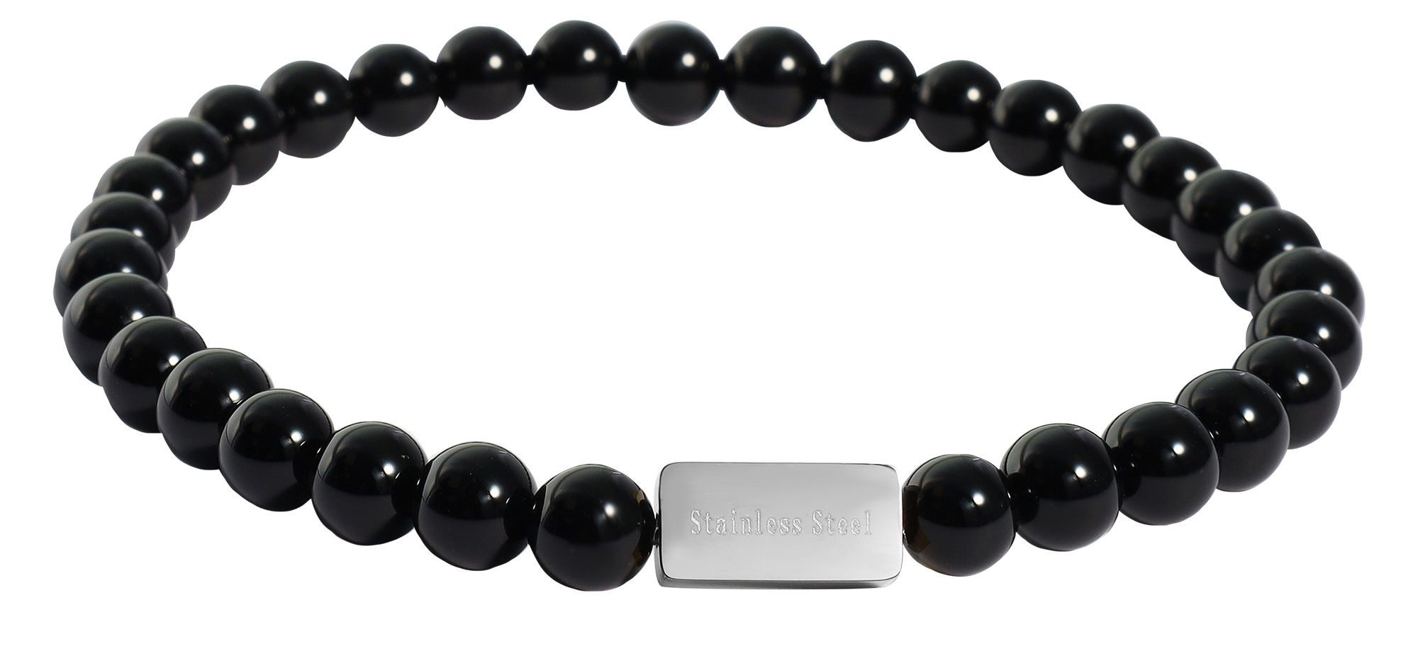 Gliederarmband Edelstahl Armband Kugelarmband mit Perle und Onyx