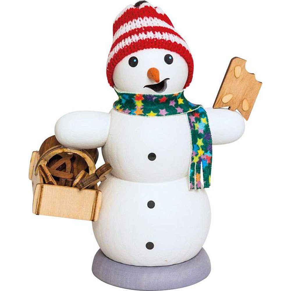 Kuhnert Räuchermännchen Schneemann mit Lebkuchenkorb (13cm) Räuchermann von Drechslerei Kuhner