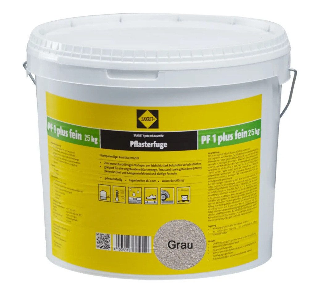 Sakret Fugenmörtel Sakret Pflasterfugenmörtel PF 1 plus fein 25 kg Farbe: grau