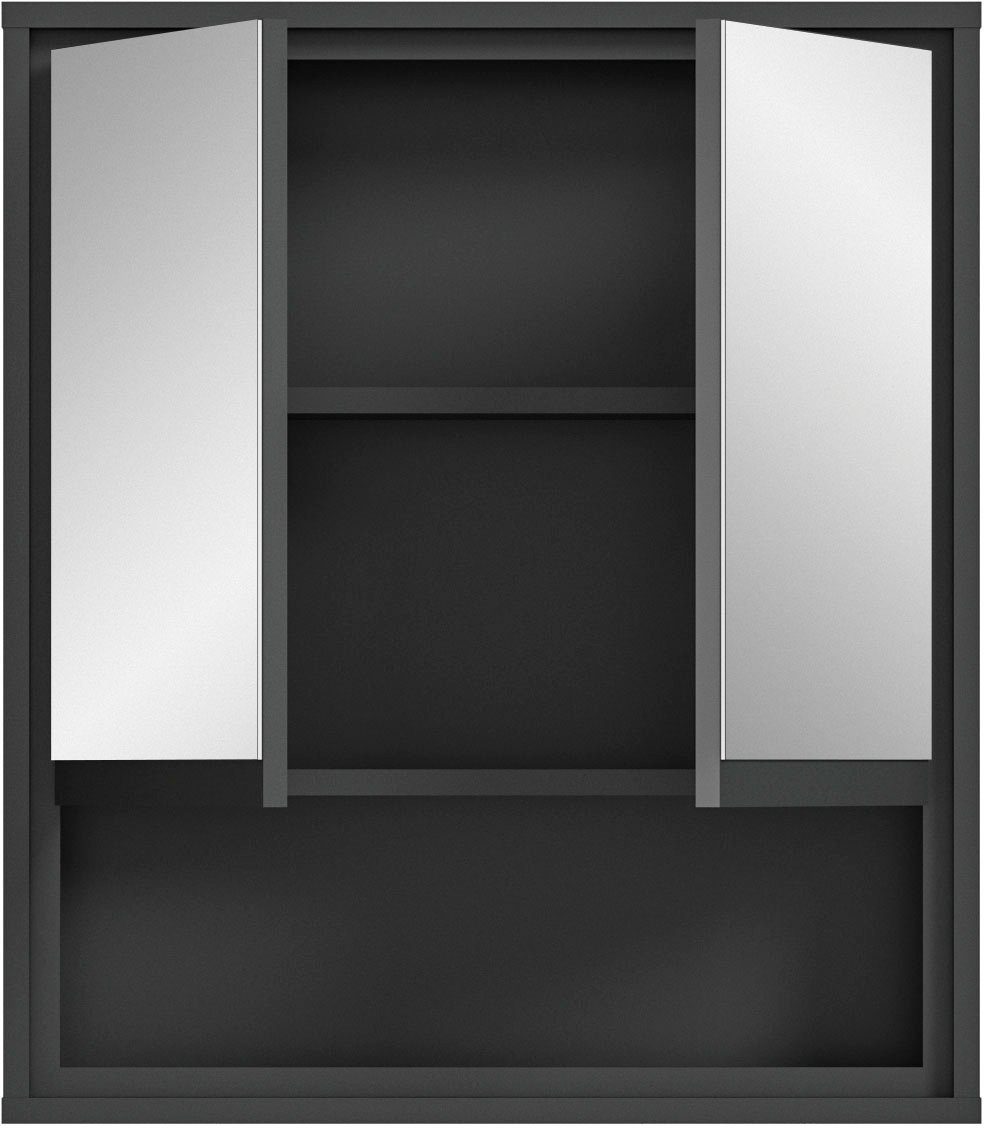 welltime Badezimmerspiegelschrank Jaru Badmöbel, 2 cm anthrazit | Türen, Fach, 1 offenes anthrazit 60 Breite
