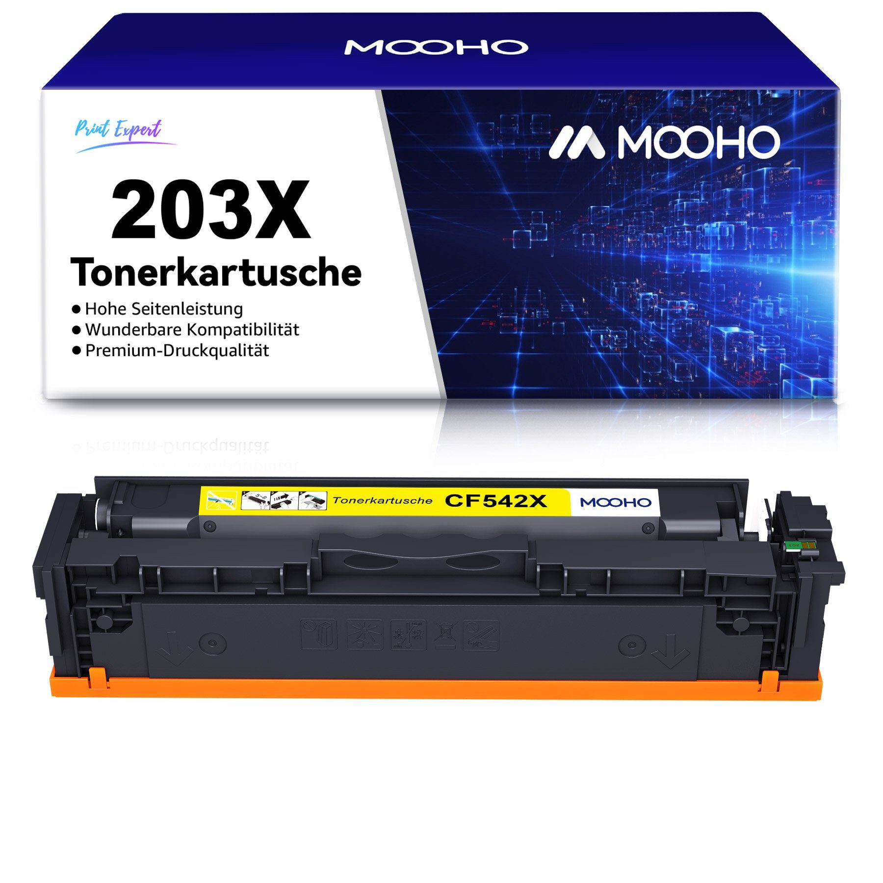 MOOHO Tonerkartusche für HP 203A CF540A Laserjet Pro MFP M280nw M281fdw 1* Gelb