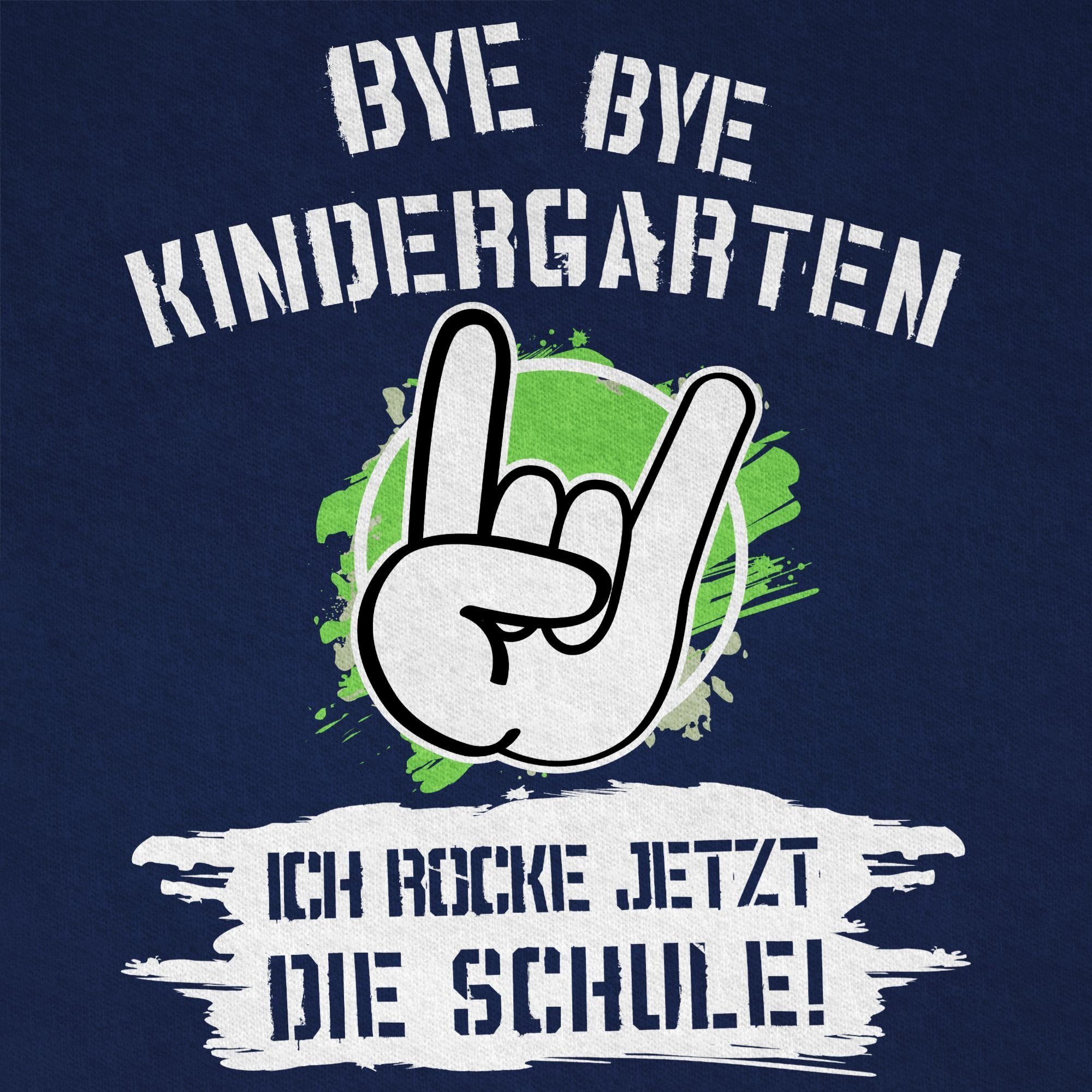 Shirtracer Geschenke Dunkelblau Schulanfang Bye Kindergarten jetzt ich rocke T-Shirt Einschulung Bye die 02 Junge Schule