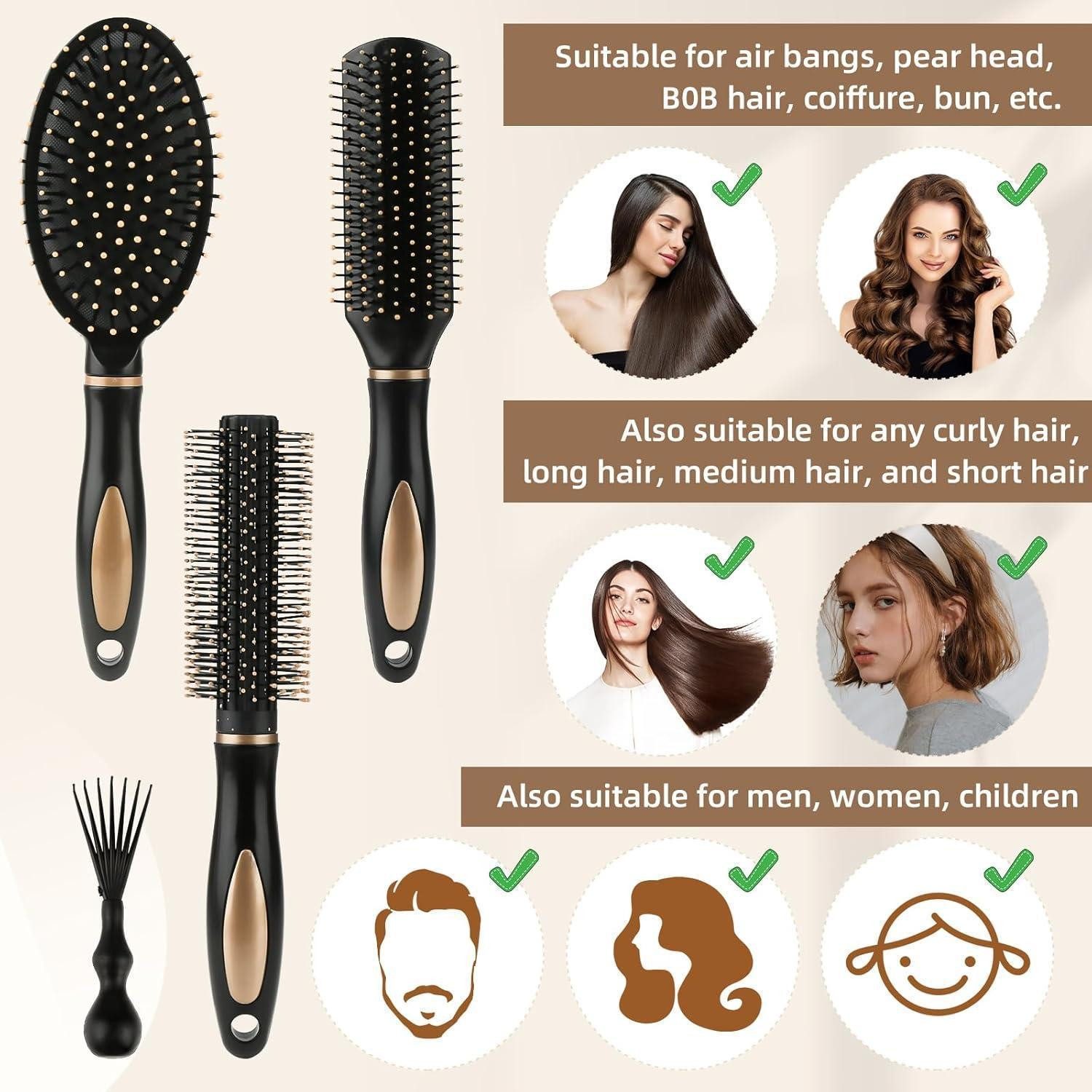 LuxusKollektion Haarbürsten-Set Haarbürste Set Antistatisch Massage Männer Hairbrushes