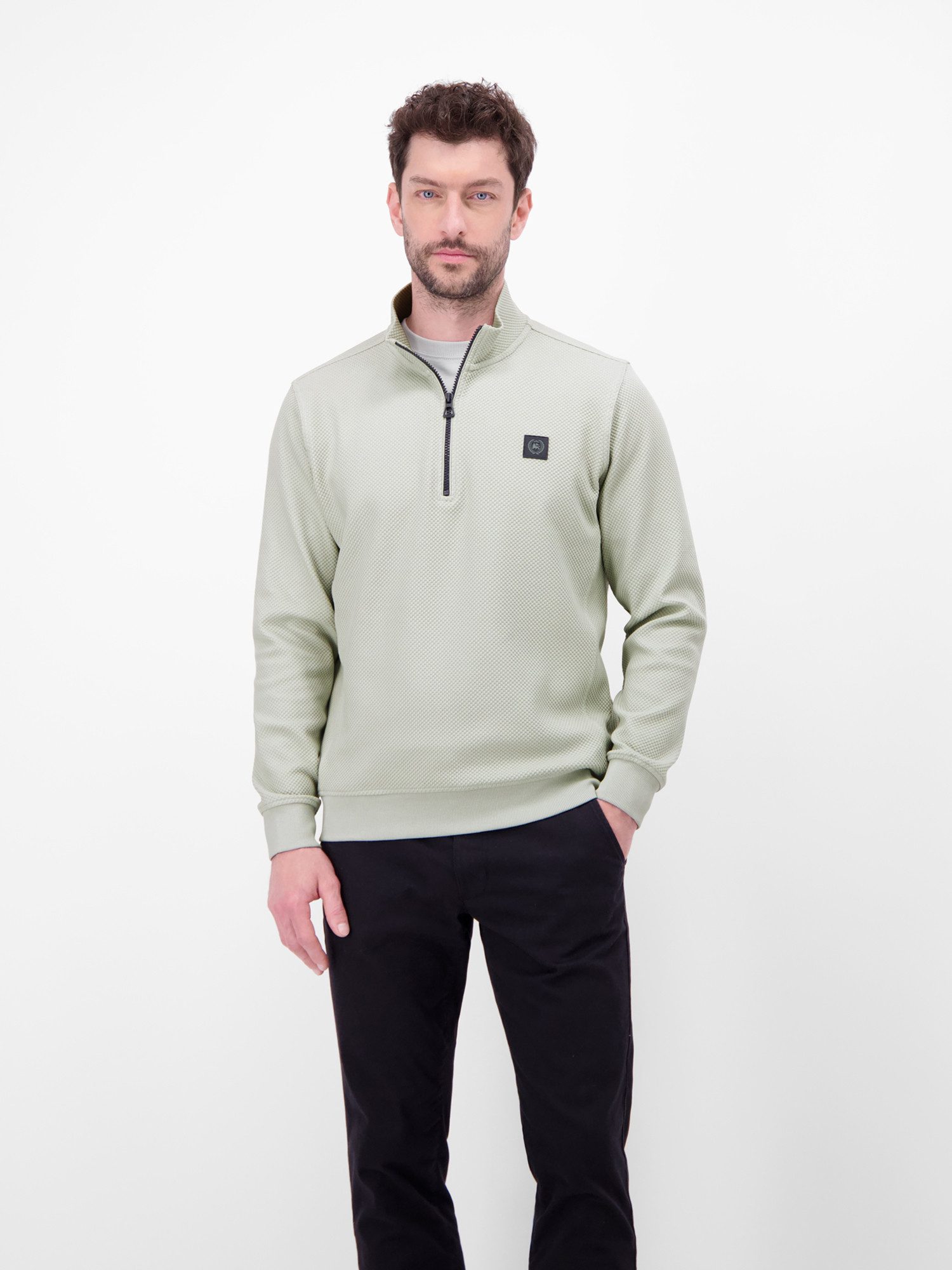 LERROS Sweatshirt Troyer mit Reißverschlusskragen