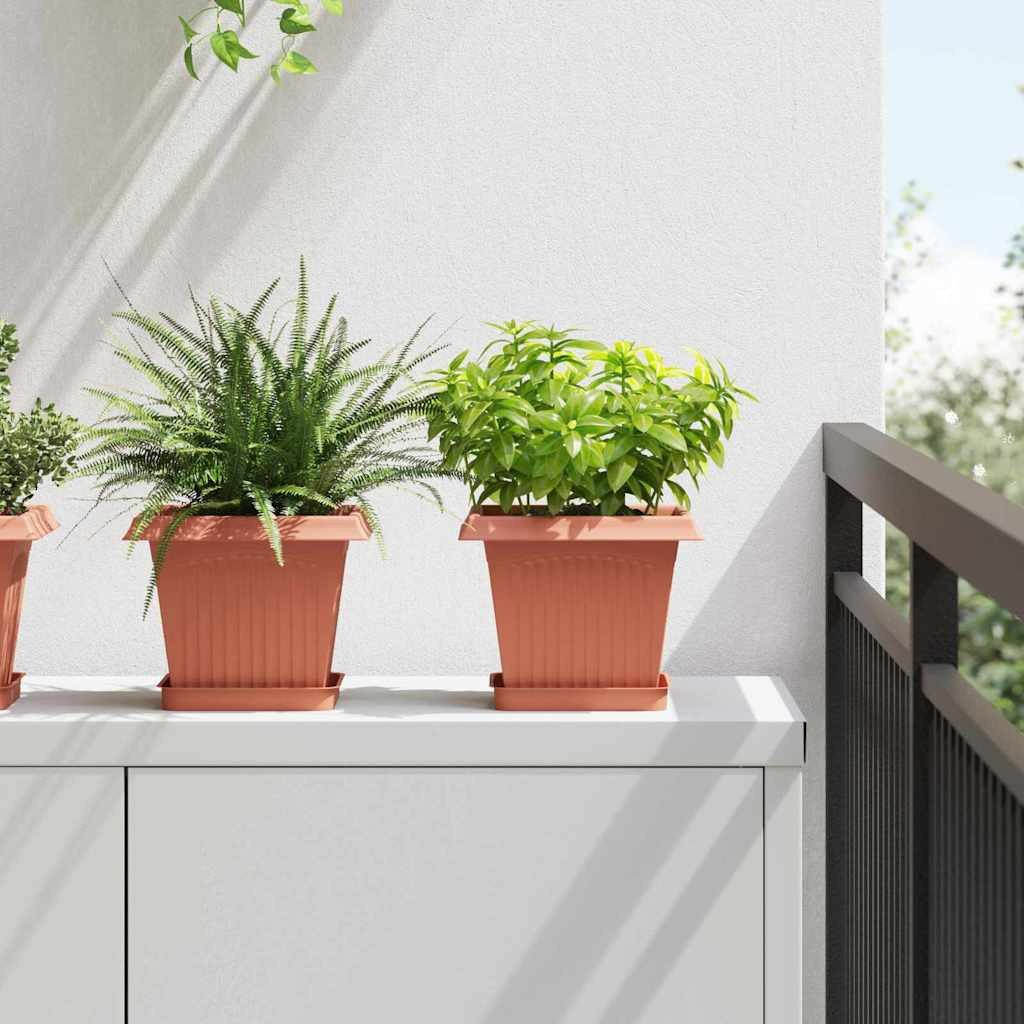 vidaXL Blumentopf Quadratisches Blumentablett 6 pcs Ziegelrot 15 x 15 x 2 cm (6 St)