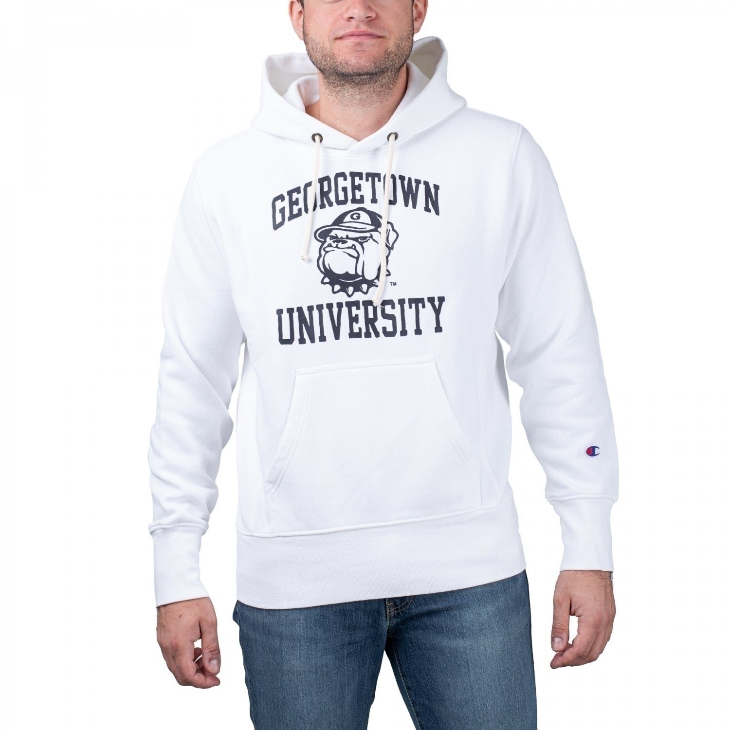 White Sweatshirt University Georgetown Champion Champion Hoodie Hooded